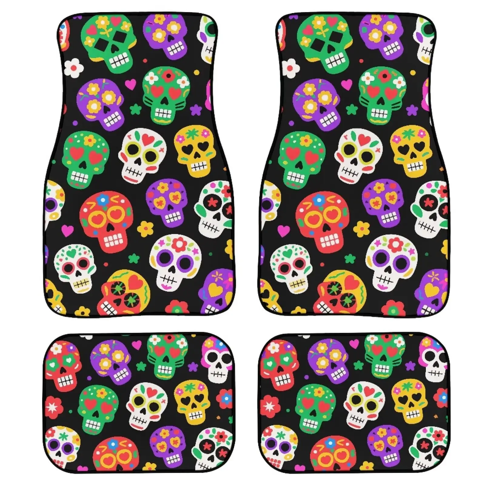 4PCS Car Floor Mats Sugar Skull Pattern Polyester Rubber Backing Universal Fit For Sedan SUV Truck
4PCS Car Floor Mats Sugar Skull Pattern Polyester Rubber Backing Universal Fit For Sedan SUV Truck