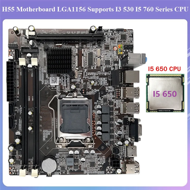 H55 Motherboard LGA1156 Supports I3 530 I5 760 Series CPU DDR3 Memory Desktop Computer Motherboard with I5 650 CPU
H55 Motherboard LGA1156 Supports I3 530 I5 760 Series CPU DDR3 Memory Desktop Computer Motherboard with I5 650 CPU