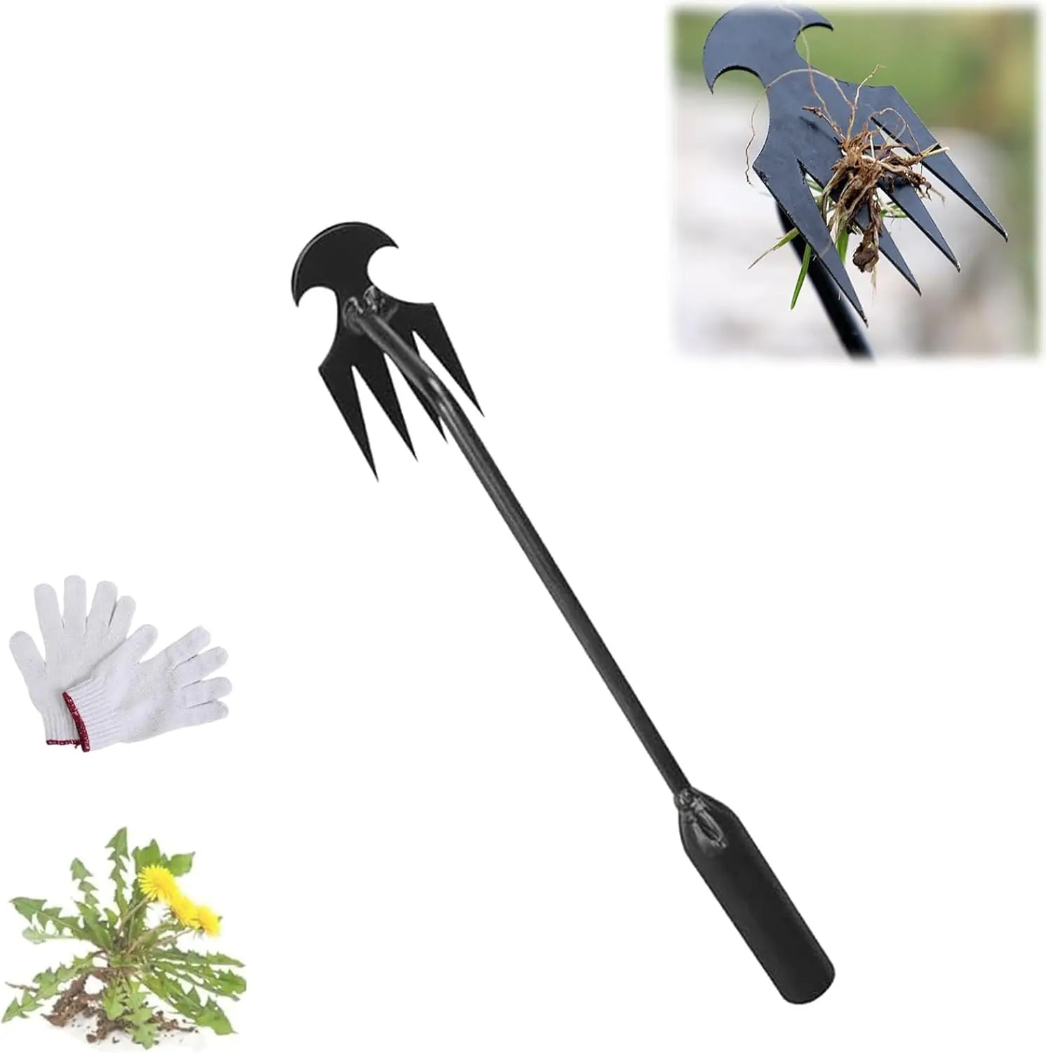 Dritnow Weeding Tool, Weeding Artifact Uprooting Weeding Tool, 4 Teeth Manganese Steel Garden Hand Weeder Tool with Handle Multi
Dritnow Weeding Tool, Weeding Artifact Uprooting Weeding Tool, 4 Teeth Manganese Steel Garden Hand Weeder Tool with Handle Multi