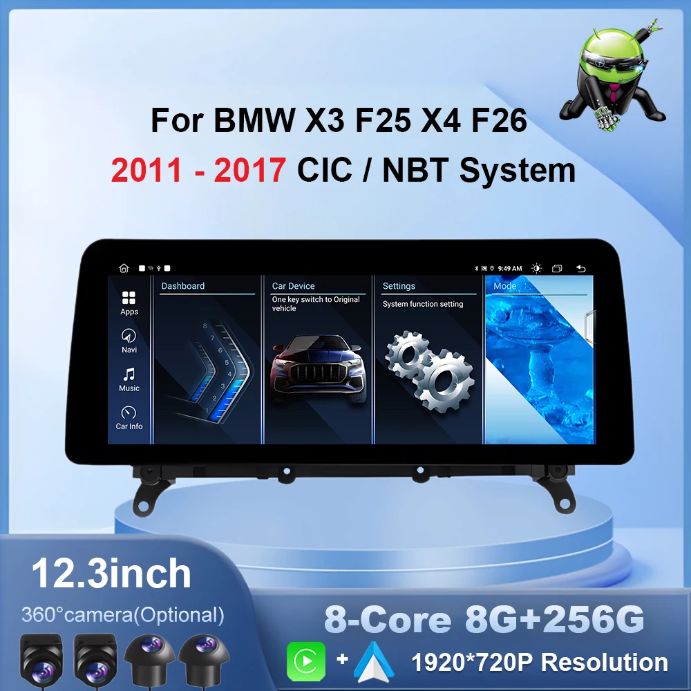 Wireless CarPlay For BMW X3 F25 X4 F26 2011 - 2017 CIC NBT System Android14 Navigation GPS WIFI Car intelligent system 12.3 inch
Wireless CarPlay For BMW X3 F25 X4 F26 2011 - 2017 CIC NBT System Android14 Navigation GPS WIFI Car intelligent system 12.3 inch