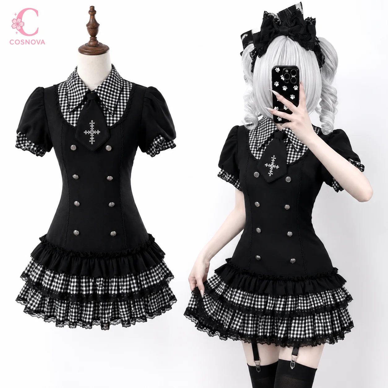 Japanese Gothic Lolita Y2k Plaid Puff Short Sleeve Dress Women Black Fake 2 Piece Cake Mini Dress Harajuku Summer Y2k Outfit
Japanese Gothic Lolita Y2k Plaid Puff Short Sleeve Dress Women Black Fake 2 Piece Cake Mini Dress Harajuku Summer Y2k Outfit