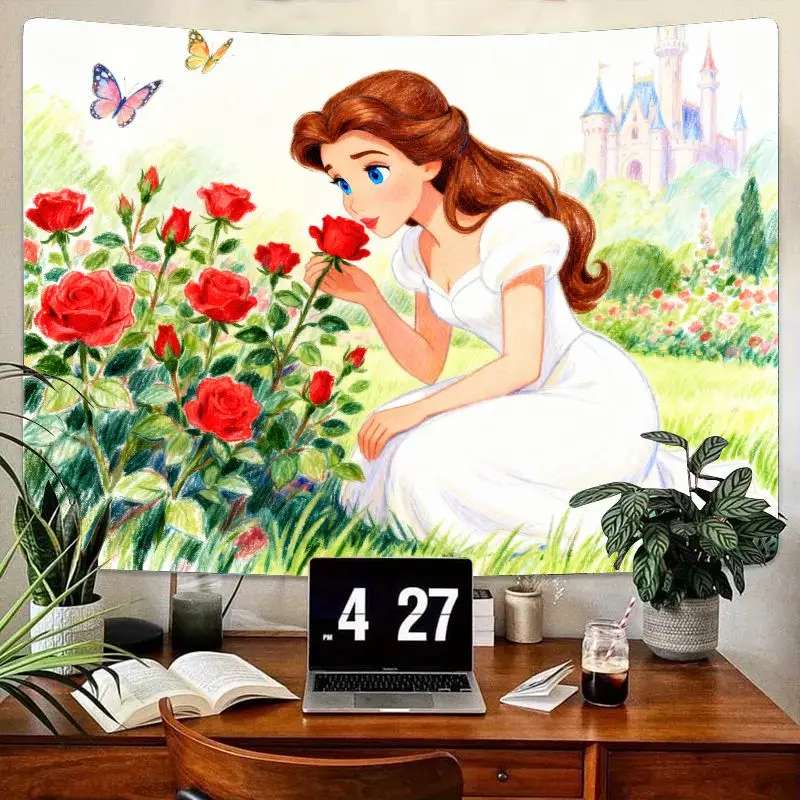 1 шт., гобелен Disney Princess Belle Rose Garden, сказочный замок, настенное искусство, кавайный декор для комнаты для девочек, современный подарок для спальни из полиэстера
1 шт., гобелен Disney Princess Belle Rose Garden, сказочный замок, настенное искусство, кавайный декор для комнаты для девочек, современный подарок для спальни из полиэстера