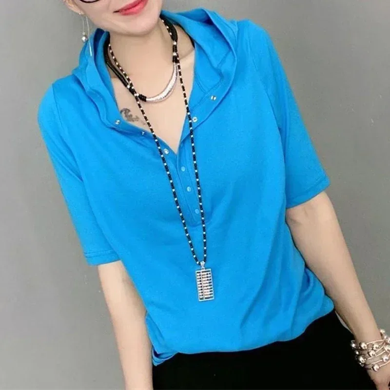 Loose Hooded T Shirt Femme Simple Cotton Pullover Tops Women Clothing 2025 Summer Casual Streetwear Short Sleeve Tees Y2K Solid
Loose Hooded T Shirt Femme Simple Cotton Pullover Tops Women Clothing 2025 Summer Casual Streetwear Short Sleeve Tees Y2K Solid