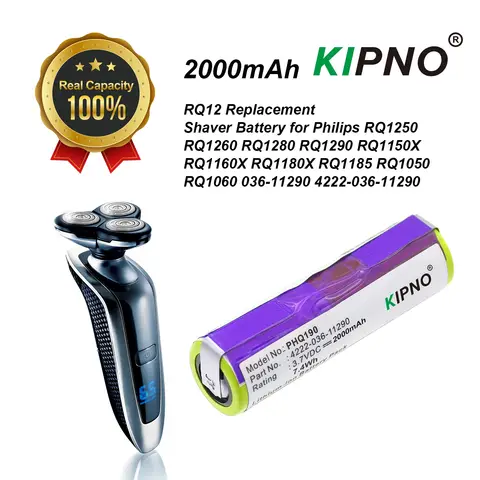 RQ12 Replacement Shaver 2000mAh Battery for Philips RQ1250 RQ1260 RQ1280 RQ1290 RQ1150X RQ1160X RQ1180X RQ1185 RQ1050 RQ1060
