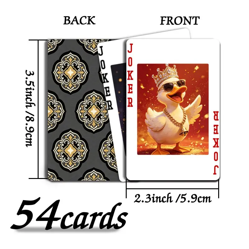54-Piece Poker Deck,Cool Hip-hop Style Wealthy Duck Themed Adult-Exclusive Playing Cards,for Family Game Nights and Party Games
54-Piece Poker Deck,Cool Hip-hop Style Wealthy Duck Themed Adult-Exclusive Playing Cards,for Family Game Nights and Party Games