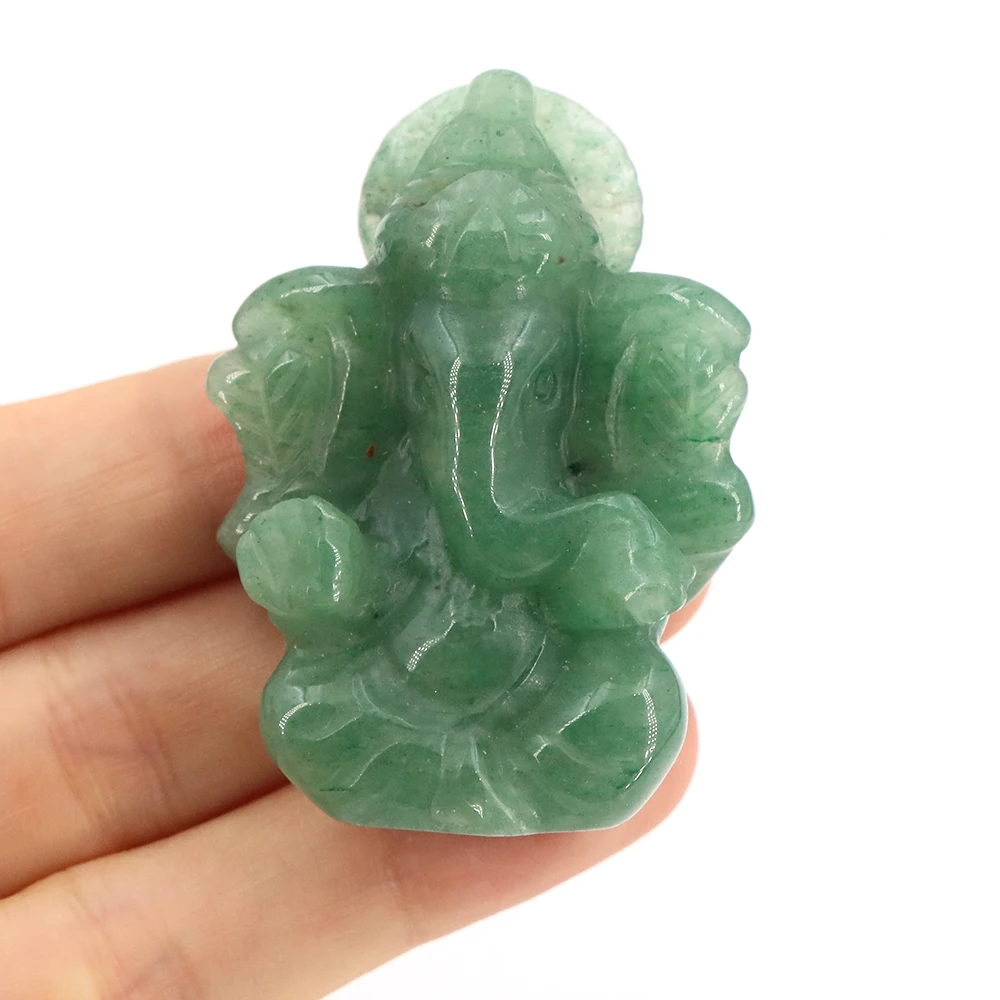 49mm Natural Stone Ganesha Buddha Statue Elephant Hindu God Sculpture Green Aventurine Opalite Healing Crystals Home Decoration
49mm Natural Stone Ganesha Buddha Statue Elephant Hindu God Sculpture Green Aventurine Opalite Healing Crystals Home Decoration