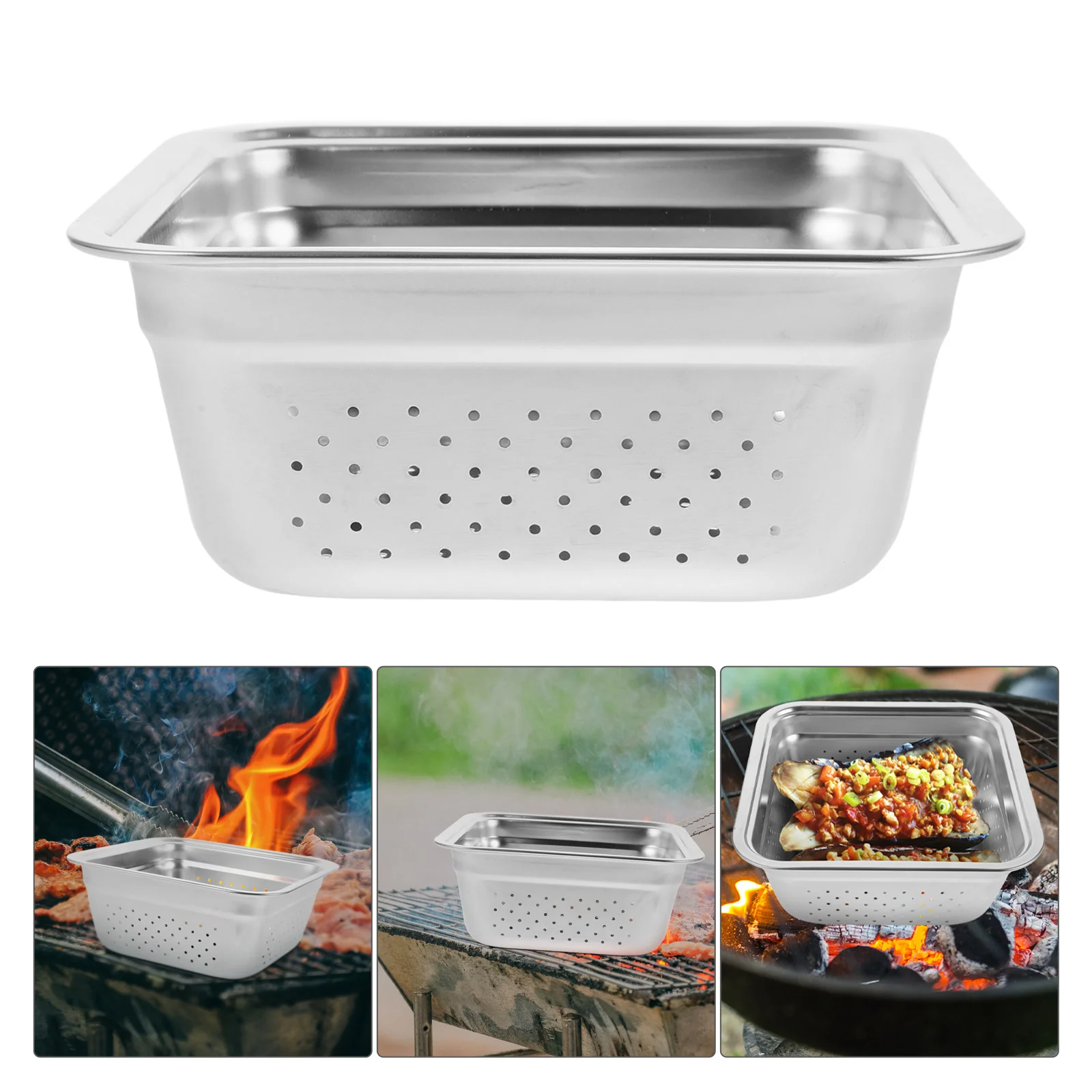 Stainless Steel Grill Basket Multi-Function Outdoor Bbq Accessory Vegetable Meat Grilling Tray Durable Easy Clean Portable 
Stainless Steel Grill Basket Multi-Function Outdoor Bbq Accessory Vegetable Meat Grilling Tray Durable Easy Clean Portable