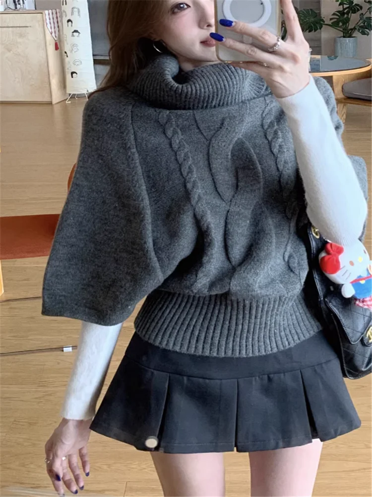 Kgaki Grey Apricot New Fall Turtleneck Short Sweater Cloak Fashion 2 Pieces White Bottoming Shirt&Turtleneck Twist Knit Pullover
Kgaki Grey Apricot New Fall Turtleneck Short Sweater Cloak Fashion 2 Pieces White Bottoming Shirt&Turtleneck Twist Knit Pullover