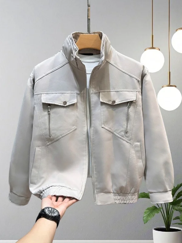 Мужская куртка из искусственной кожи с воротником-стойкой, в стиле ретро, для работы, модная, весенне-осенняя, на молнии, немнущаяся, стандартного кроя
Мужская куртка из искусственной кожи с воротником-стойкой, в стиле ретро, для работы, модная, весенне-осенняя, на молнии, немнущаяся, стандартного кроя