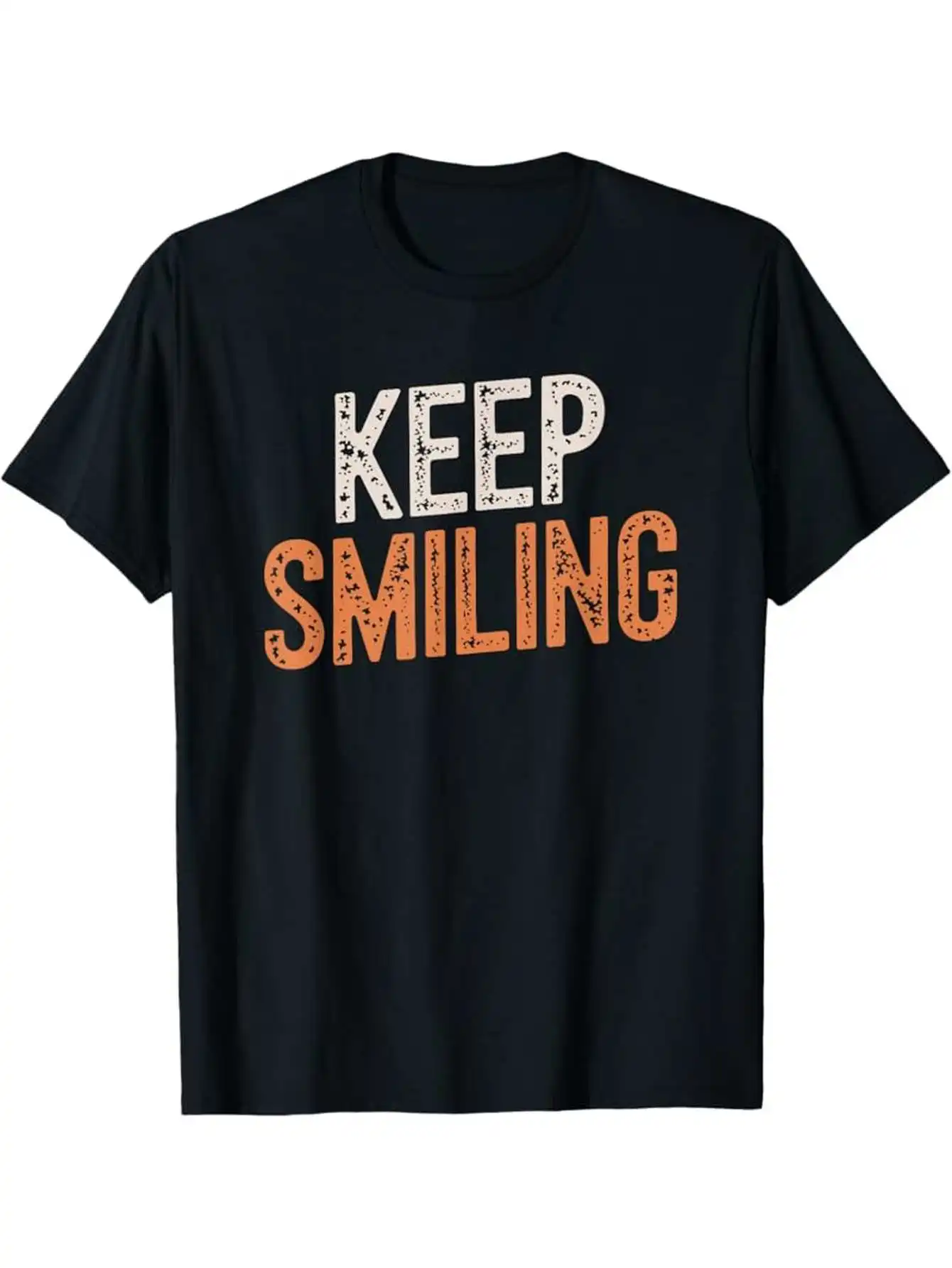 Men's Casual Short Sleeve Crew Neck T-Shirt - "Keep Smiling" Motivational Graphic Print Tee Distressed Vintage Style with
Men's Casual Short Sleeve Crew Neck T-Shirt - "Keep Smiling" Motivational Graphic Print Tee Distressed Vintage Style with