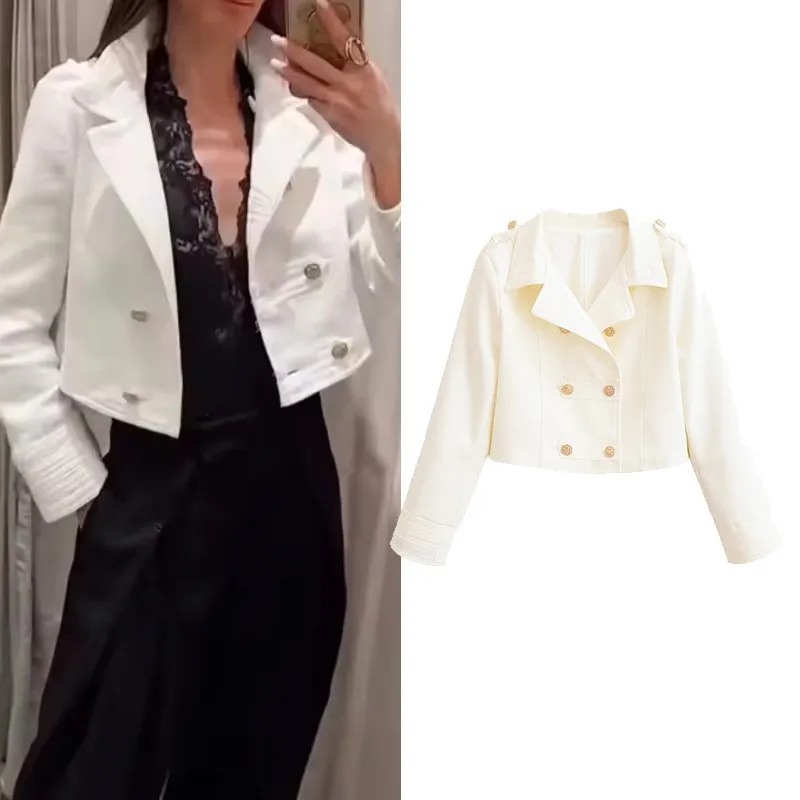 Women's Gold Double-Breasted Jacket New 2026 Spring Simple Women High-Neck Shoulder Tab Solid Women Coat Female Chic Tops
Women's Gold Double-Breasted Jacket New 2026 Spring Simple Women High-Neck Shoulder Tab Solid Women Coat Female Chic Tops