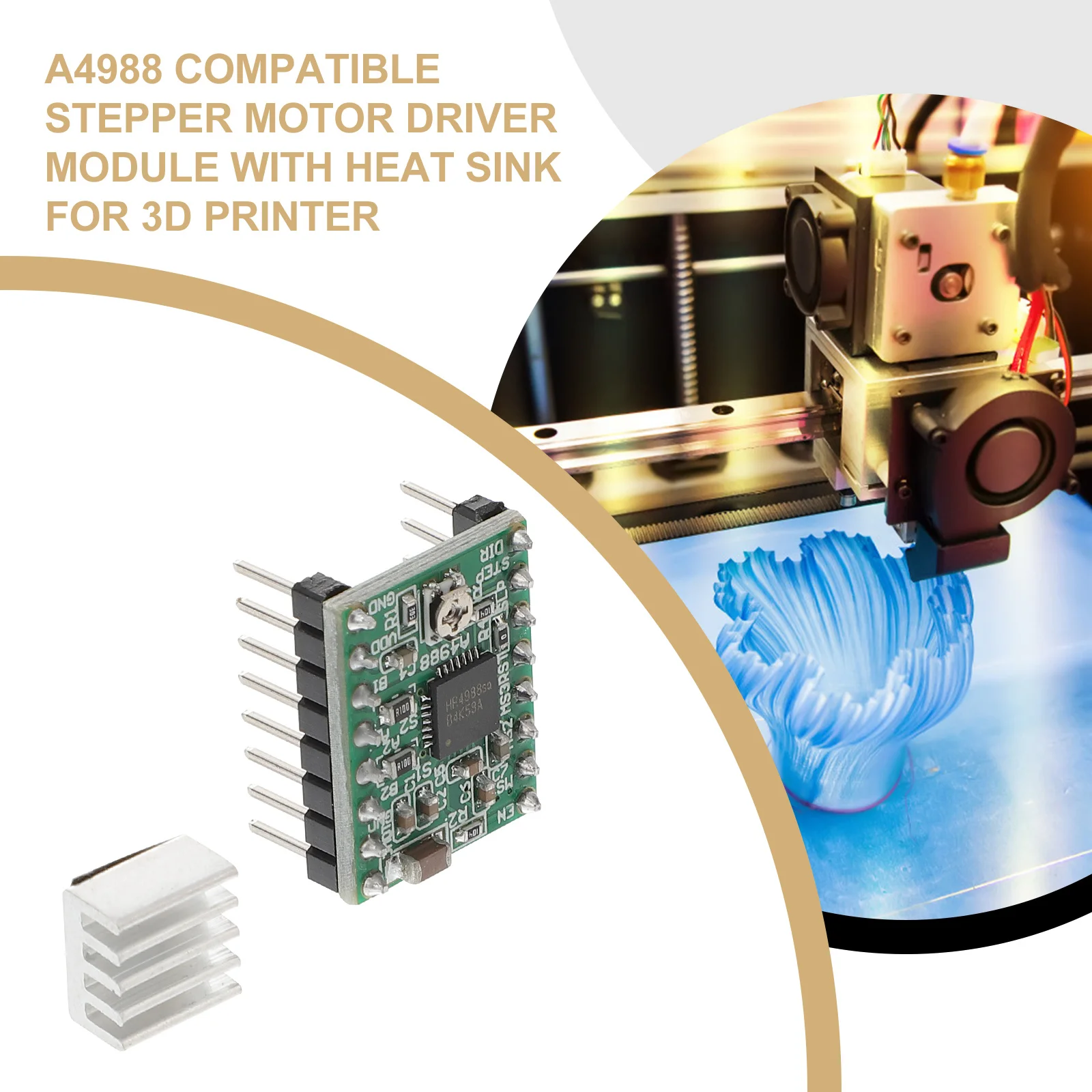 5Pcs A4988 Stepper Driver Module 3D Printer Cnc Motor Driver Adjustable Control Heat Sink Overcurrent Protection
5Pcs A4988 Stepper Driver Module 3D Printer Cnc Motor Driver Adjustable Control Heat Sink Overcurrent Protection