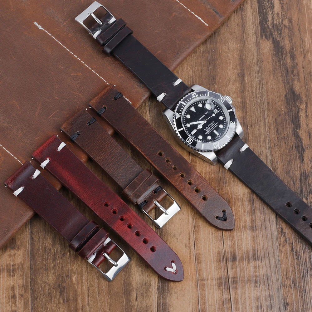 Oil Wax Leather Watchband 16mm 18mm 19mm 20mm 21mm 22mm for Omega for Seiko Wristband Stitching Vintage Cowhide Strap Watch Band
Oil Wax Leather Watchband 16mm 18mm 19mm 20mm 21mm 22mm for Omega for Seiko Wristband Stitching Vintage Cowhide Strap Watch Band