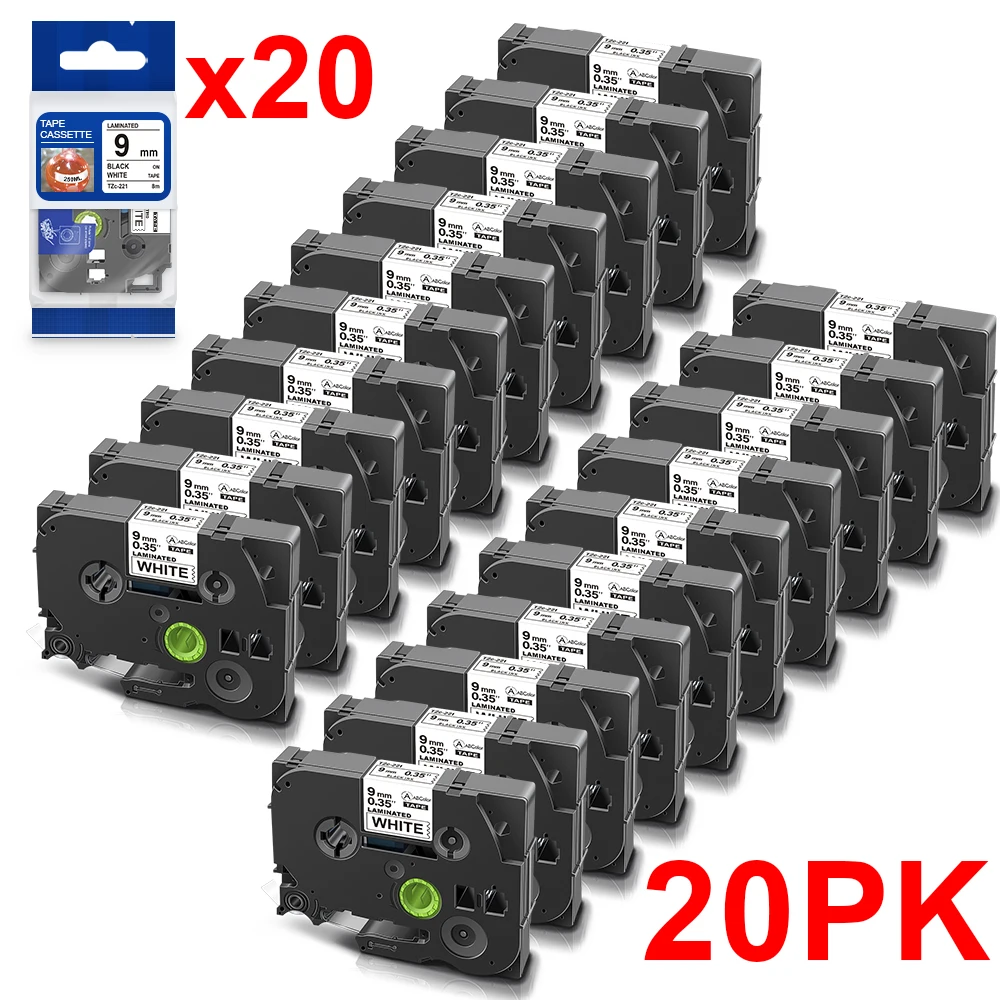 20PK 221 Labels Compatible for Brother 221 9mm Black on White Tz-White-Label Tape 221 for Brother PTH110 PTD210 Label Printer
20PK 221 Labels Compatible for Brother 221 9mm Black on White Tz-White-Label Tape 221 for Brother PTH110 PTD210 Label Printer