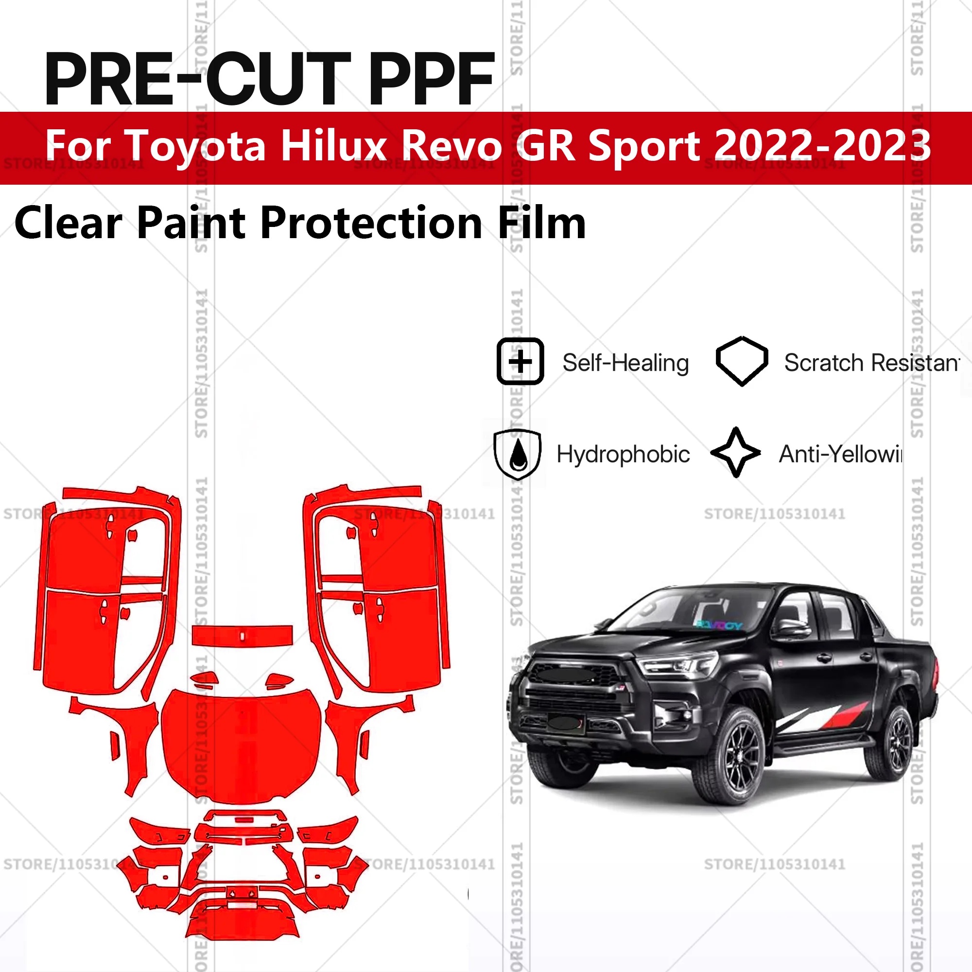 For Toyota Hilux Revo GR Sport 2022-2023 Pre-Cut Paint Protection Film PPF Transparent Car Film Automotive PPF Full Vehicle
For Toyota Hilux Revo GR Sport 2022-2023 Pre-Cut Paint Protection Film PPF Transparent Car Film Automotive PPF Full Vehicle
