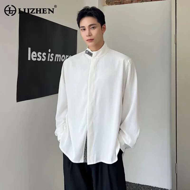 LUZHEN 2025, осенние новые рубашки с длинными рукавами и воротником-стойкой в стиле пэчворк, мужские оригинальные элегантные темпераментные красивые топы JY4344 
LUZHEN 2025, осенние новые рубашки с длинными рукавами и воротником-стойкой в стиле пэчворк, мужские оригинальные элегантные темпераментные красивые топы JY4344