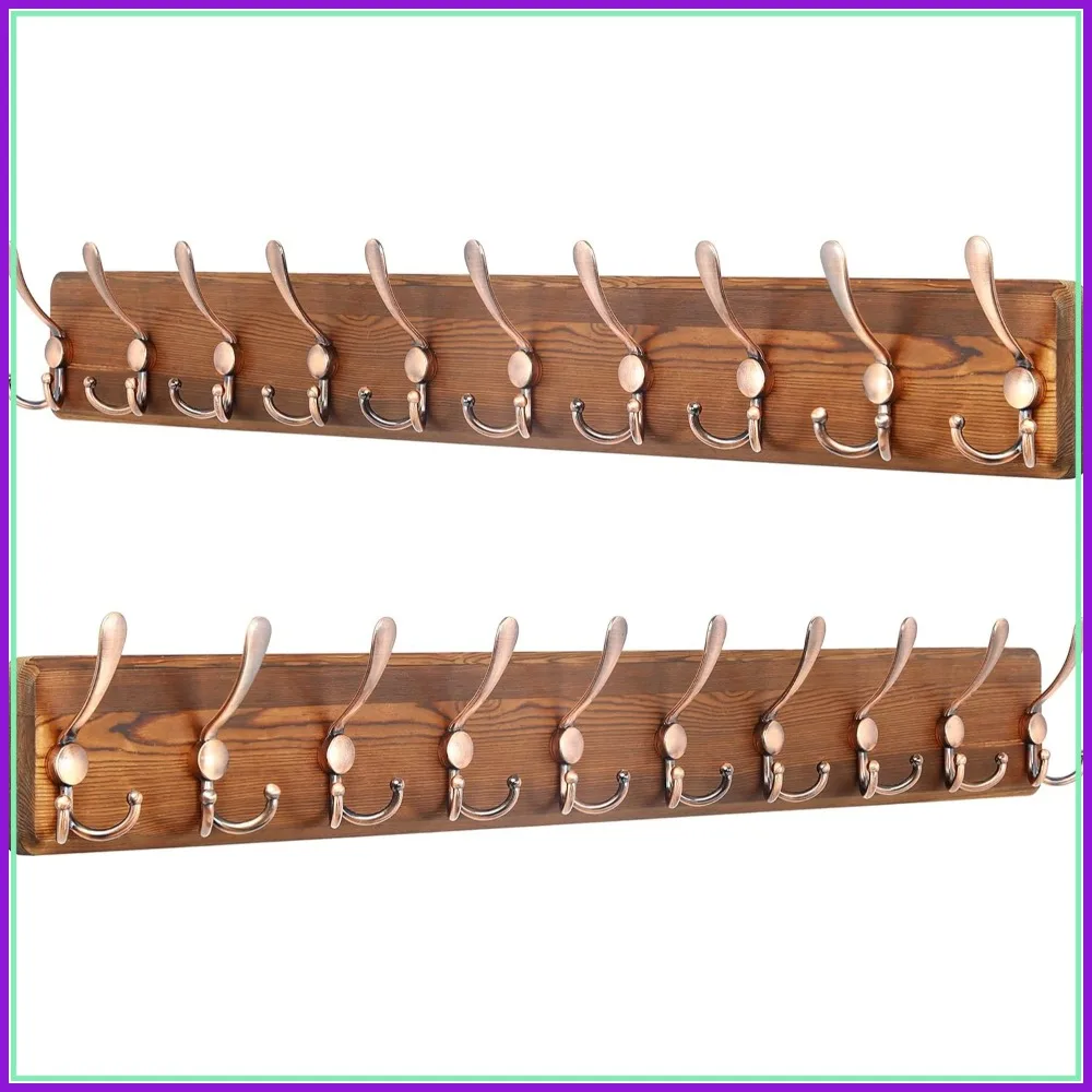38.3" Long Wooden Coat Rack Wall Mounted - Pack of 2, 10 Hooks for Clothes, Jackets, Hats (Brown & Retro Red)
38.3" Long Wooden Coat Rack Wall Mounted - Pack of 2, 10 Hooks for Clothes, Jackets, Hats (Brown & Retro Red)