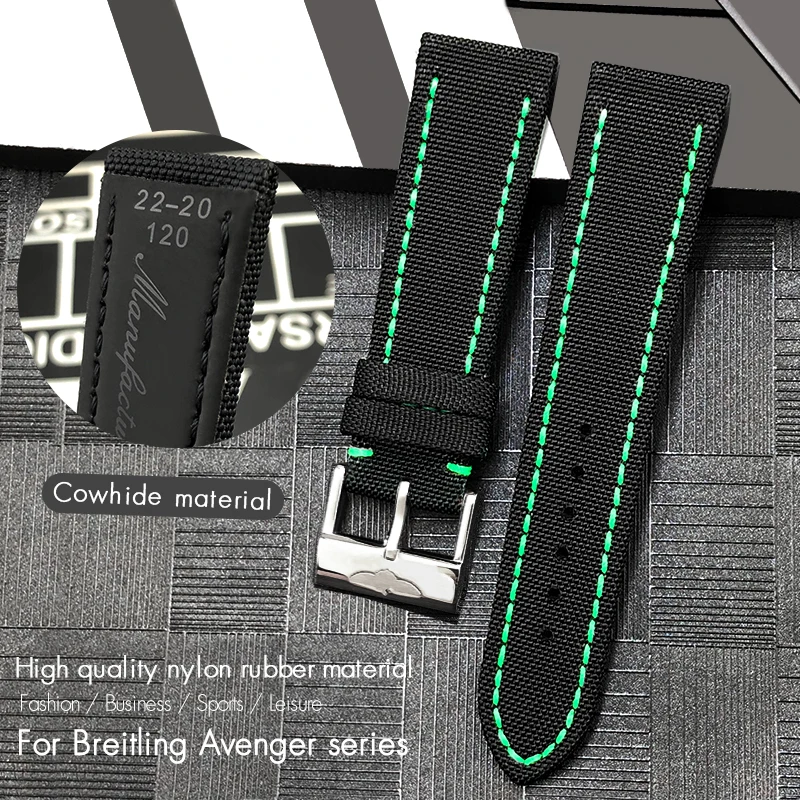 High Quality Nylon Fabric Canvas Watchband for Breitling AVENGER Challenger 22mm Watchband Black Green Gray Yellow
High Quality Nylon Fabric Canvas Watchband for Breitling AVENGER Challenger 22mm Watchband Black Green Gray Yellow