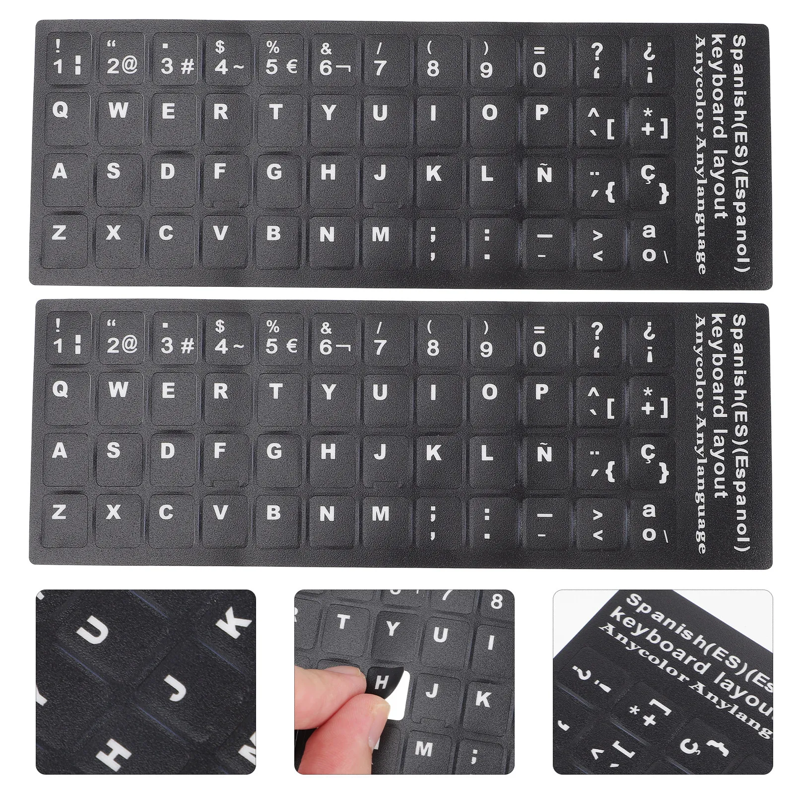 10 Sheets Keyboard Stickers Spanish Language Easy Apply Remove Computer Keyboard Replacement Letter Decals Water Resistant