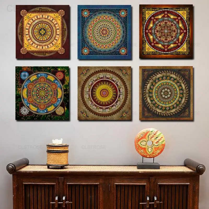 Tibet Thangka Modern Canvas Painting Faith for Tibetan Buddha Mandala Poster Abstract Pattern Rune Picture for Living Room Decor
Tibet Thangka Modern Canvas Painting Faith for Tibetan Buddha Mandala Poster Abstract Pattern Rune Picture for Living Room Decor