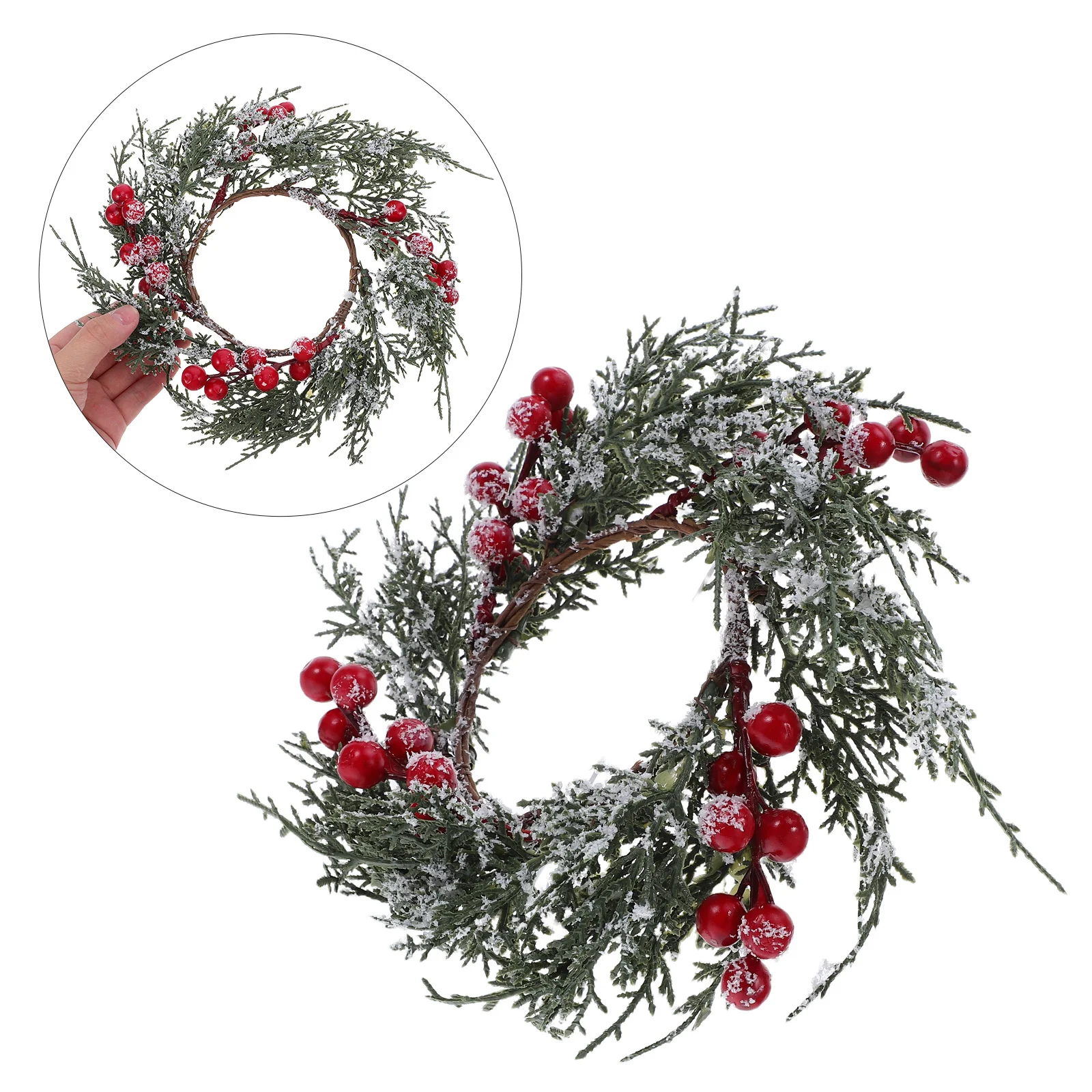 3Pcs Frosted Pine Wreath Ring with Red Berries for Taper Pillar Candles Christmas Holiday Table Centerpiece
3Pcs Frosted Pine Wreath Ring with Red Berries for Taper Pillar Candles Christmas Holiday Table Centerpiece