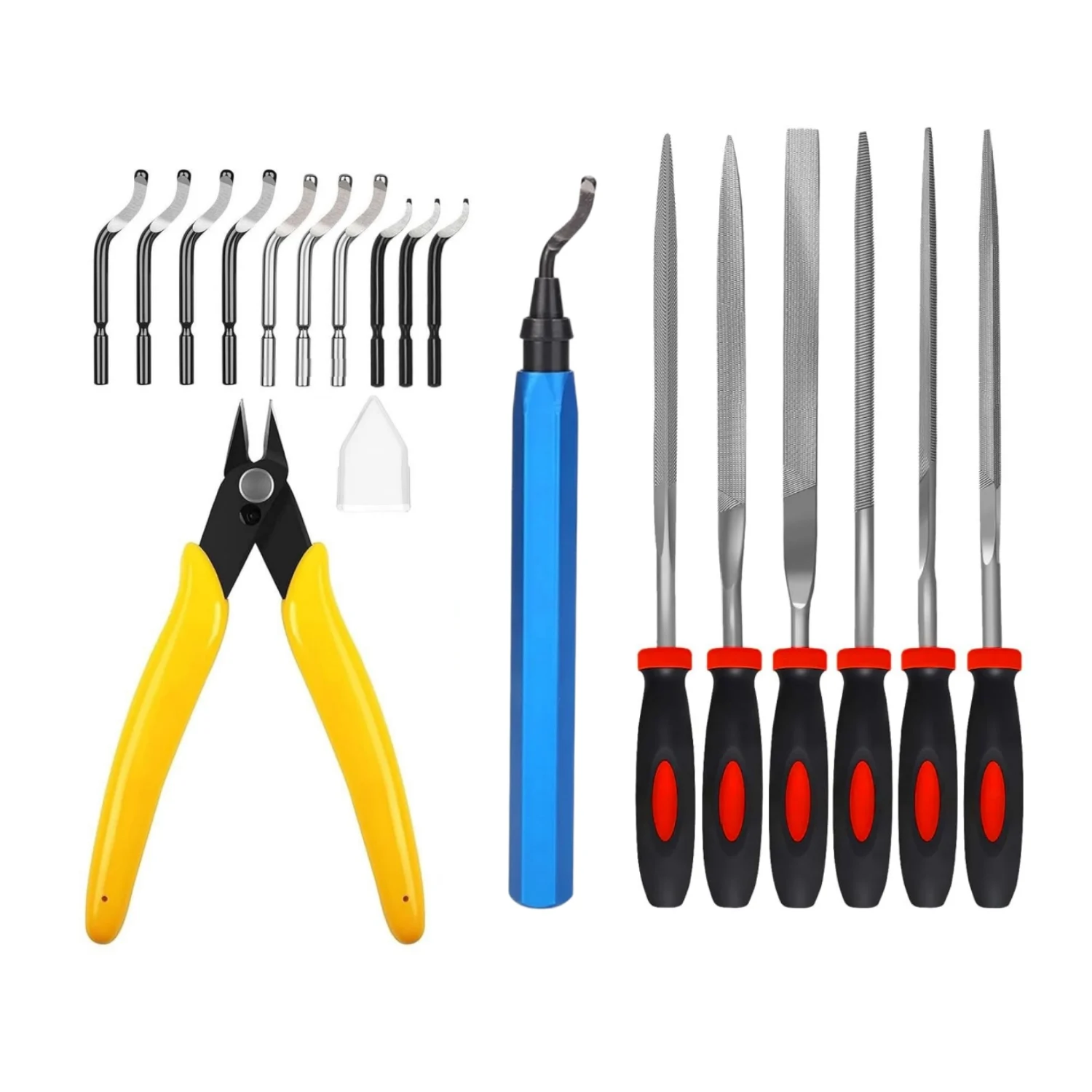 18PCS Deburring Tool for 3D Printer 10CS HSS Blades Removing Burr 6Pcs Needle File Micro Wire Cutter for 3D Print Plastic Models
18PCS Deburring Tool for 3D Printer 10CS HSS Blades Removing Burr 6Pcs Needle File Micro Wire Cutter for 3D Print Plastic Models