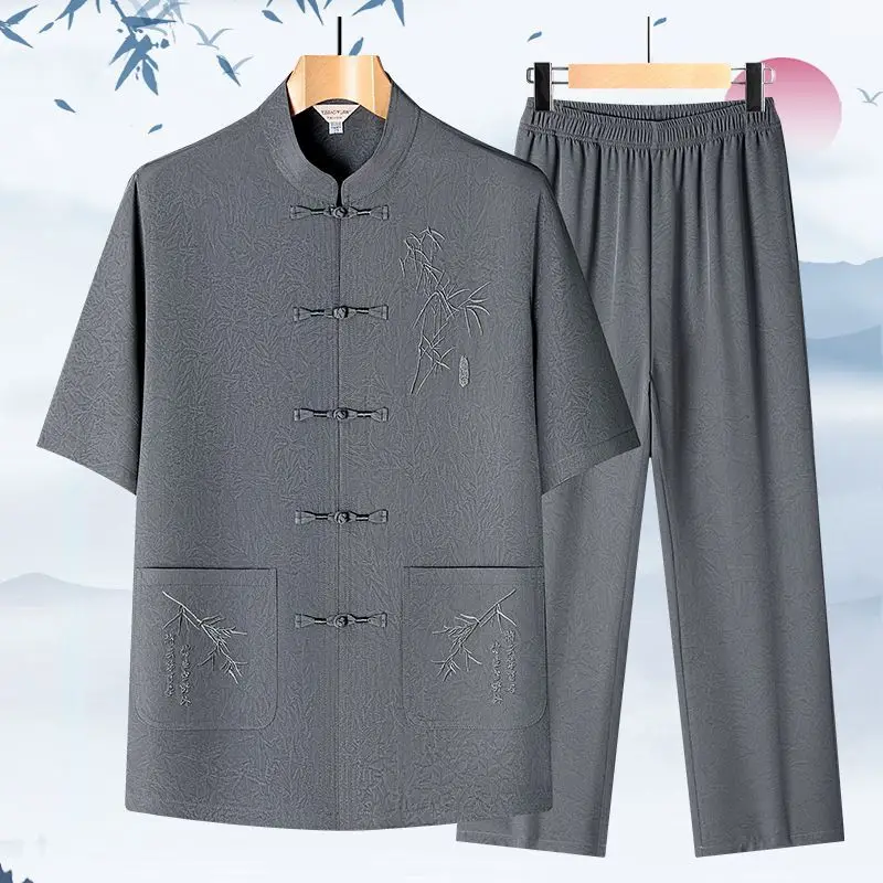 Men's Summer Chinese Style Tang Suit Two Piece Set Embroidered Bamboo Casual Linen Like Outfit
Men's Summer Chinese Style Tang Suit Two Piece Set Embroidered Bamboo Casual Linen Like Outfit