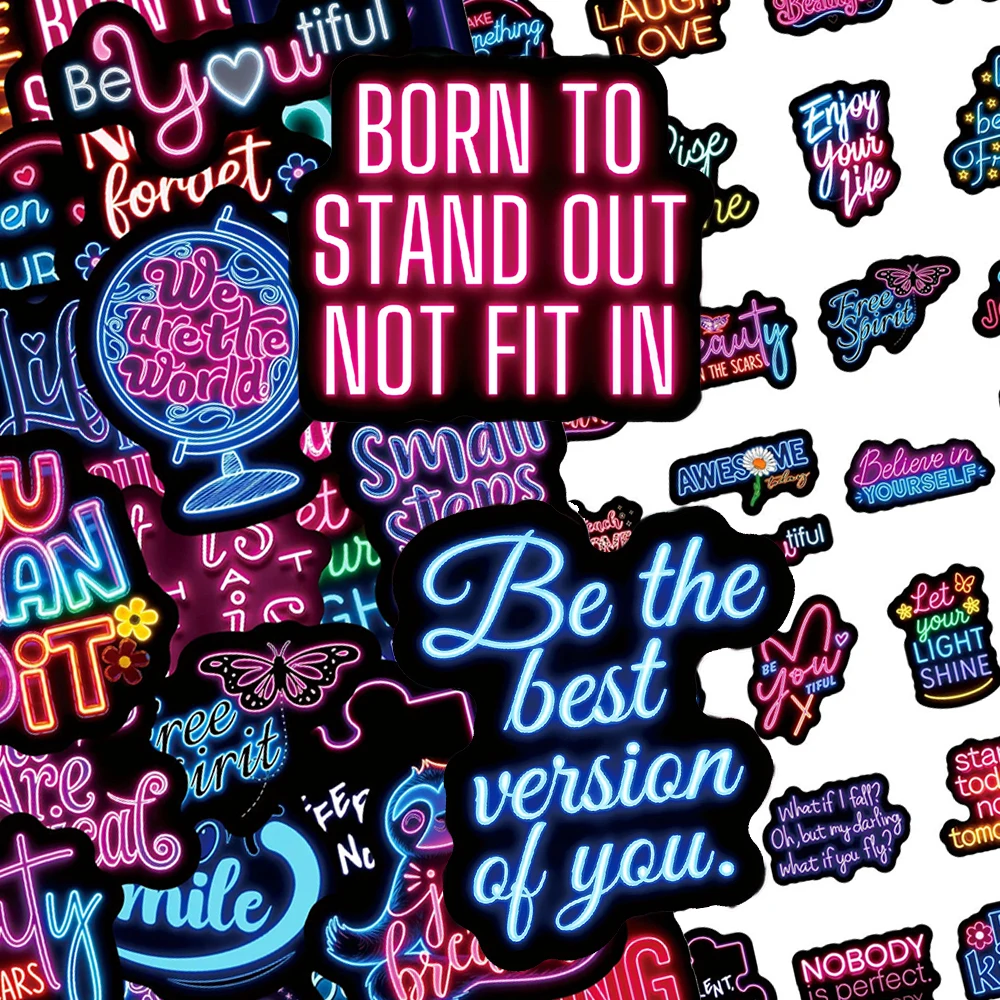 10/30/50pcs Motivational Phrase Neon Stickers Creative Inspirational Text Sticker Luggage Notebook Phone Graffiti Decals Toys
10/30/50pcs Motivational Phrase Neon Stickers Creative Inspirational Text Sticker Luggage Notebook Phone Graffiti Decals Toys