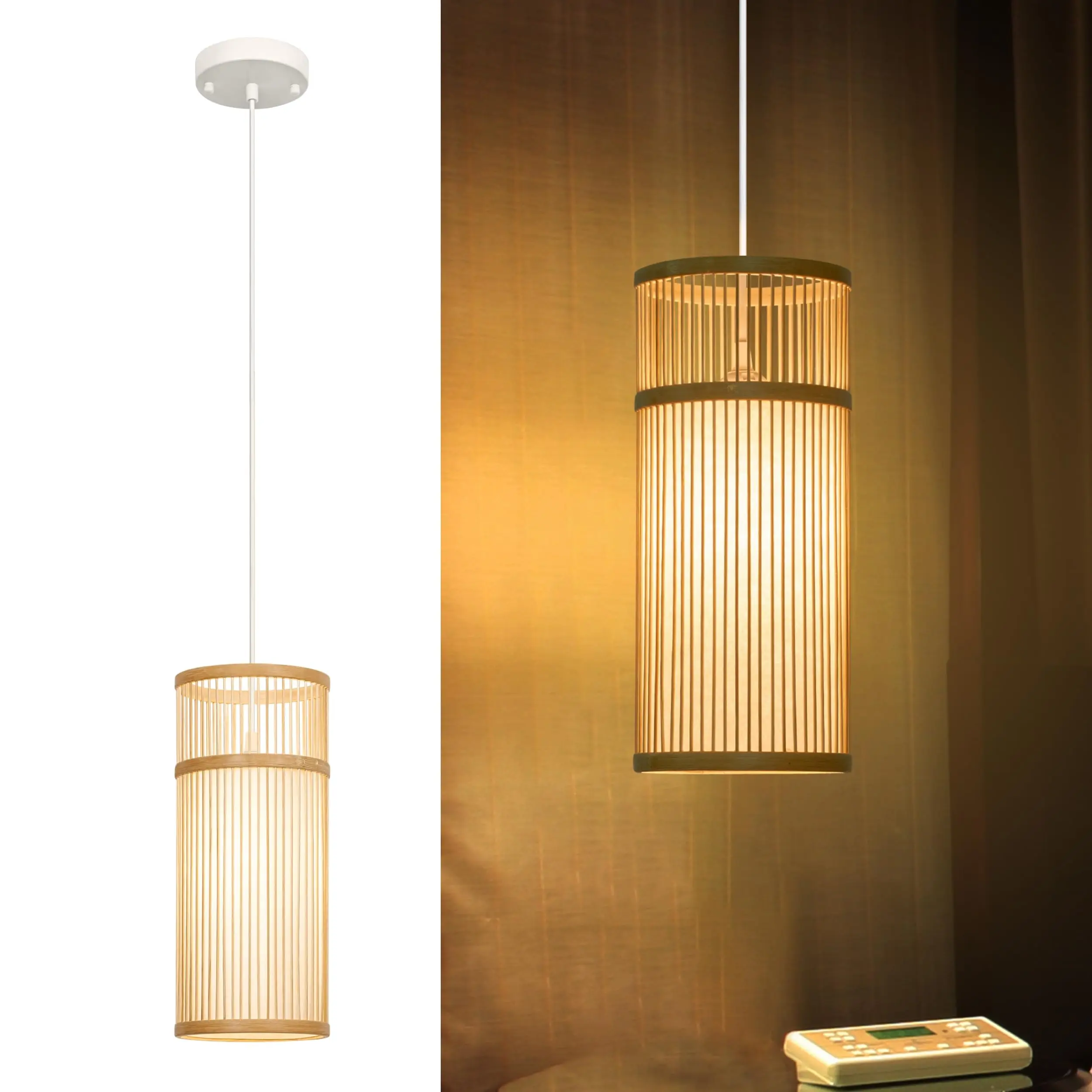 Bamboo Pendant Light - Mini Pendant Lights Bedroom - Natural Elegant Woven Pendant Light Wood Pendant Light for Home Decor
Bamboo Pendant Light - Mini Pendant Lights Bedroom - Natural Elegant Woven Pendant Light Wood Pendant Light for Home Decor