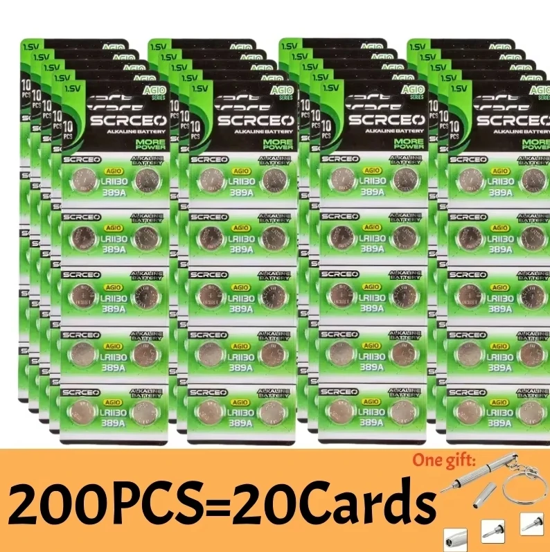 20-200PCS AG10 LR54 Cell Coin Battery SR54 389 G10189 LR1130 SR1130 1.55V 78mAh Alkaline Button Batteries for Watch Toys Remote
20-200PCS AG10 LR54 Cell Coin Battery SR54 389 G10189 LR1130 SR1130 1.55V 78mAh Alkaline Button Batteries for Watch Toys Remote