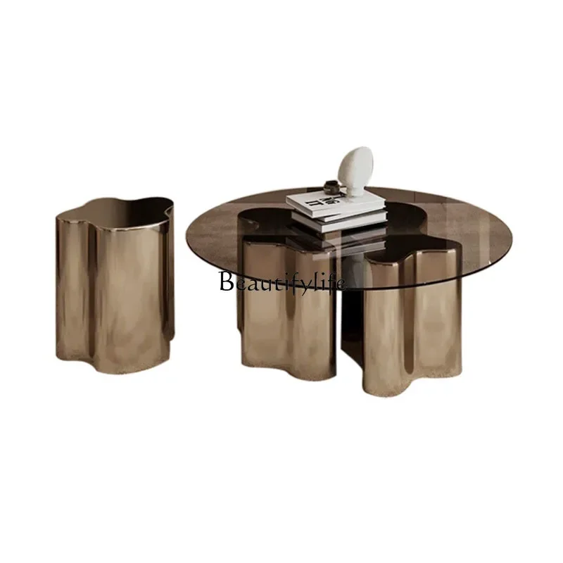 LJYStainless steel special-shaped metal coffee table Italian light luxury coffee table
LJYStainless steel special-shaped metal coffee table Italian light luxury coffee table