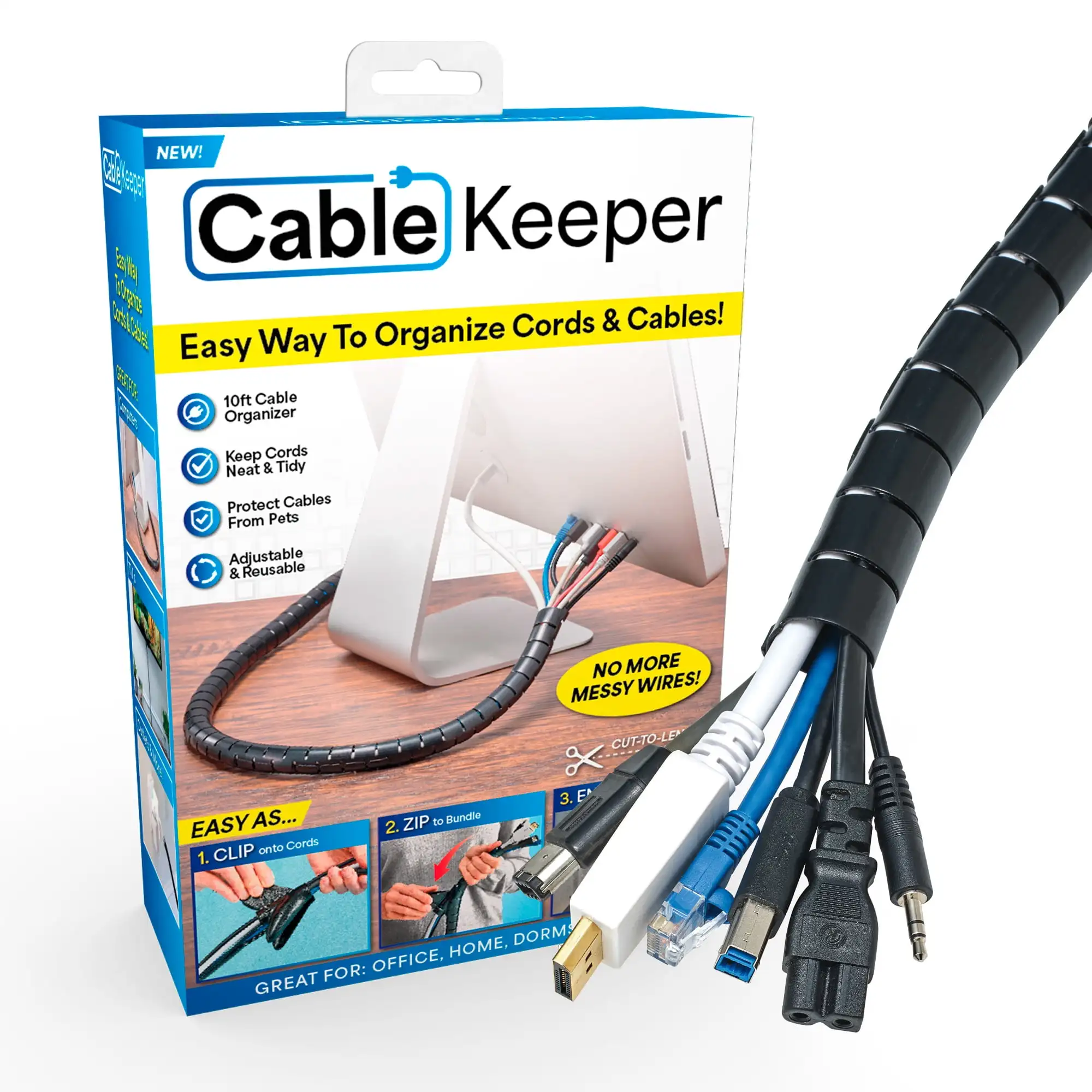 Cable Keeper Cord Organizer, 10-Foot Adjustable Cord Cover, TV & Computer Cord Organizer
Cable Keeper Cord Organizer, 10-Foot Adjustable Cord Cover, TV & Computer Cord Organizer