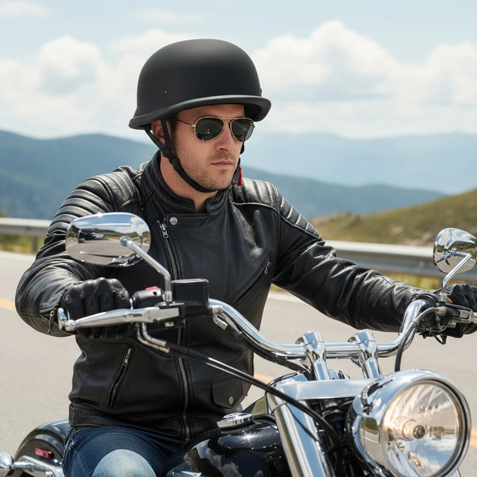 Vintage Motorcycle Cruiser Helmet German Style Half Helmet Motorcycle Helmet for Men Women
Vintage Motorcycle Cruiser Helmet German Style Half Helmet Motorcycle Helmet for Men Women