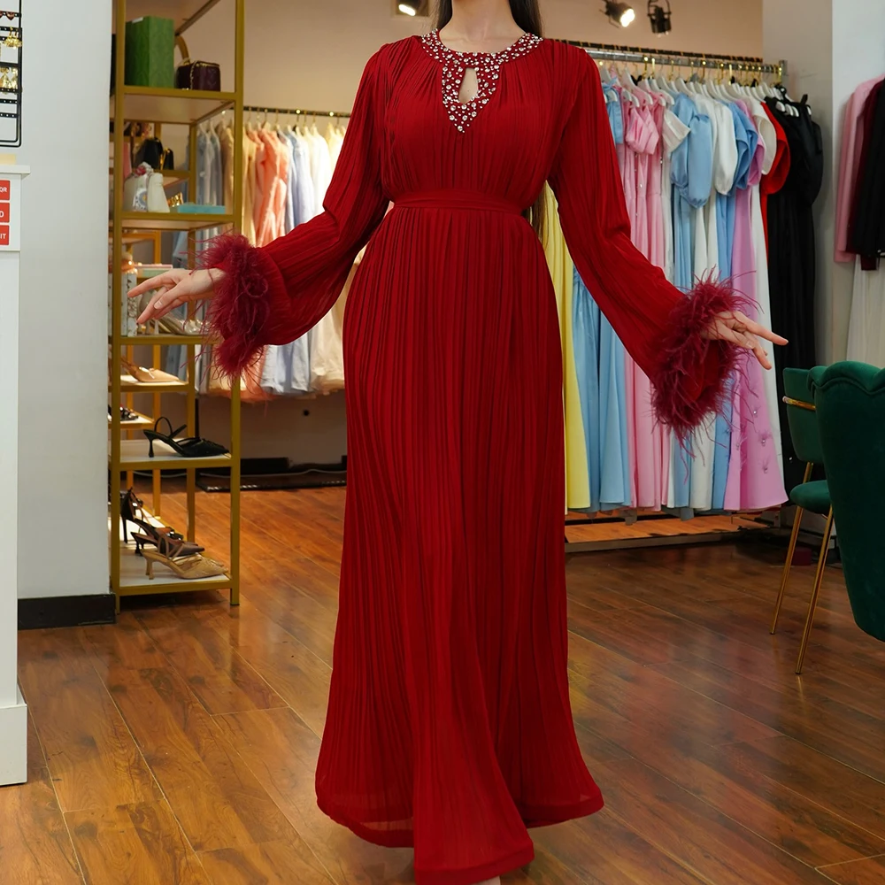 Customized A-line Evening Dresses Ankle-length O-neck Full Sleeve Prom Gown Fashion Crystal Simple Draped Casual Party Gown
Customized A-line Evening Dresses Ankle-length O-neck Full Sleeve Prom Gown Fashion Crystal Simple Draped Casual Party Gown