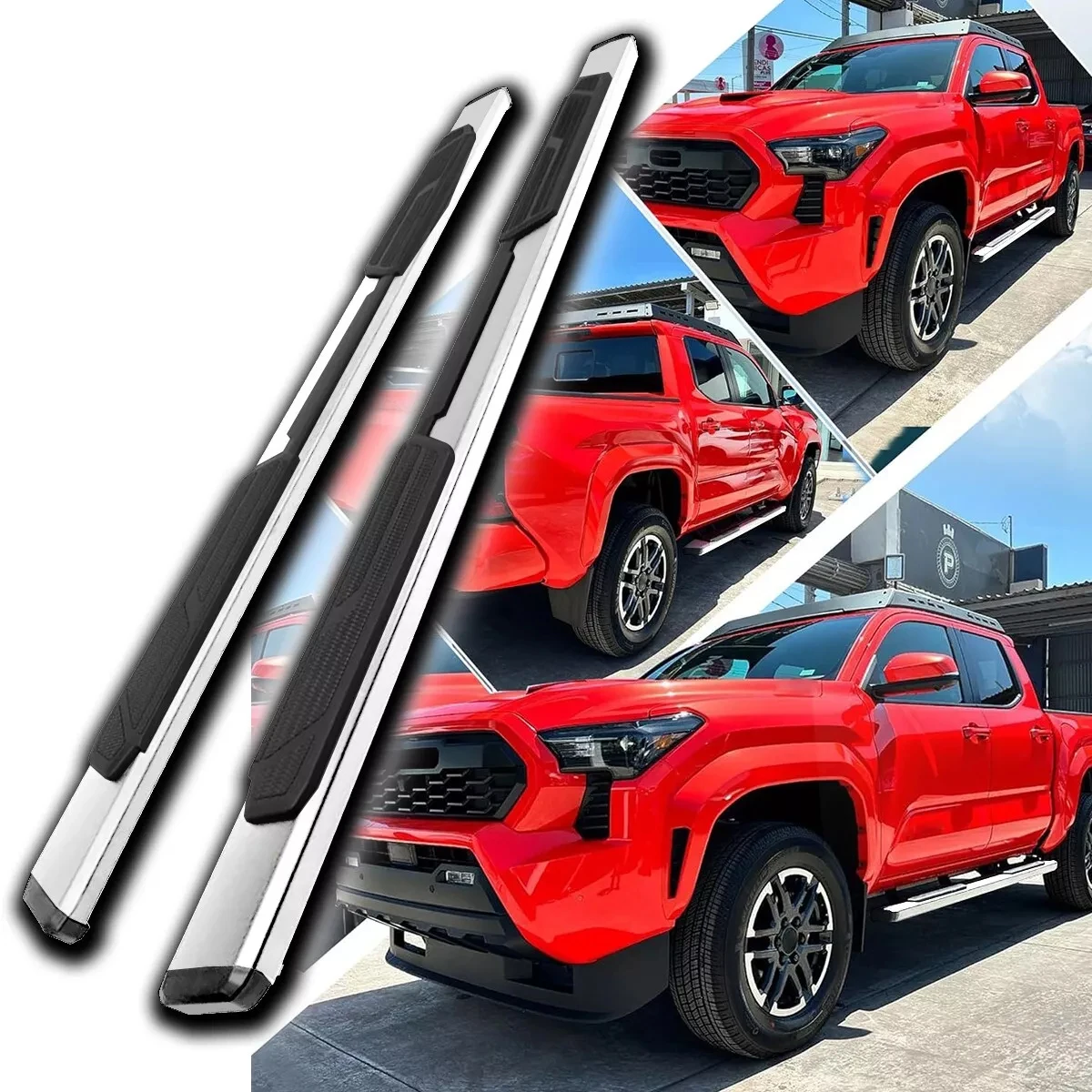 Aluminum Silver Side Steps with Brackets for Tacoma 2024 2025 Crew Cab 4-Door | Anti-Slip Textured Surface
Aluminum Silver Side Steps with Brackets for Tacoma 2024 2025 Crew Cab 4-Door | Anti-Slip Textured Surface
