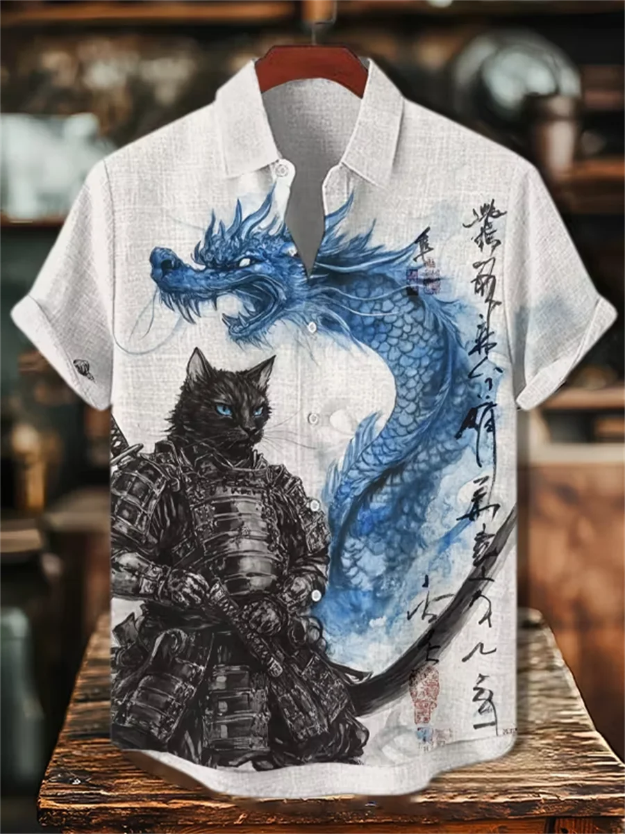 Ink wash style men's short sleeved linen shirt, button design, digital printing, casual and comfortable, fashionable dressing
Ink wash style men's short sleeved linen shirt, button design, digital printing, casual and comfortable, fashionable dressing