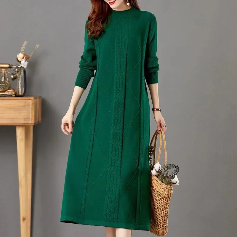 Pulls Femmes New Loose Women's Sweater Dress Middle-long Knitwear Dresses Autumn Winter Pollovers Warm Knitting Top Female
Pulls Femmes New Loose Women's Sweater Dress Middle-long Knitwear Dresses Autumn Winter Pollovers Warm Knitting Top Female