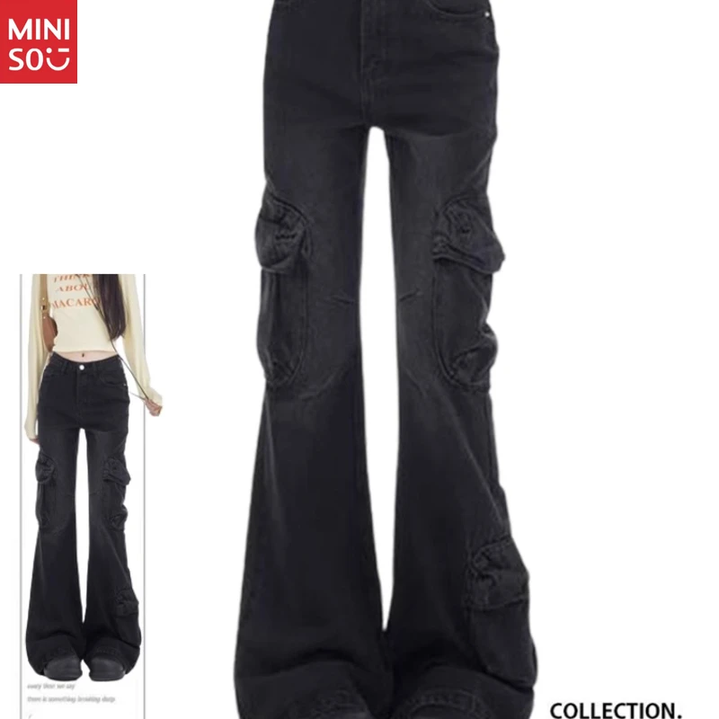 Miniso Plus Size Grey Cargo Pants, American Retro Flare Jeans, High Waist Trumpet Bell Bottoms
Miniso Plus Size Grey Cargo Pants, American Retro Flare Jeans, High Waist Trumpet Bell Bottoms