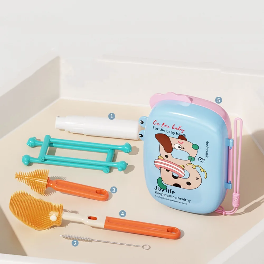 5-in-1 Baby Bottle Brush Set Built-in Drain Rack Drying Rack Bottle Cleaner Brush Space Saving Portable
5-in-1 Baby Bottle Brush Set Built-in Drain Rack Drying Rack Bottle Cleaner Brush Space Saving Portable