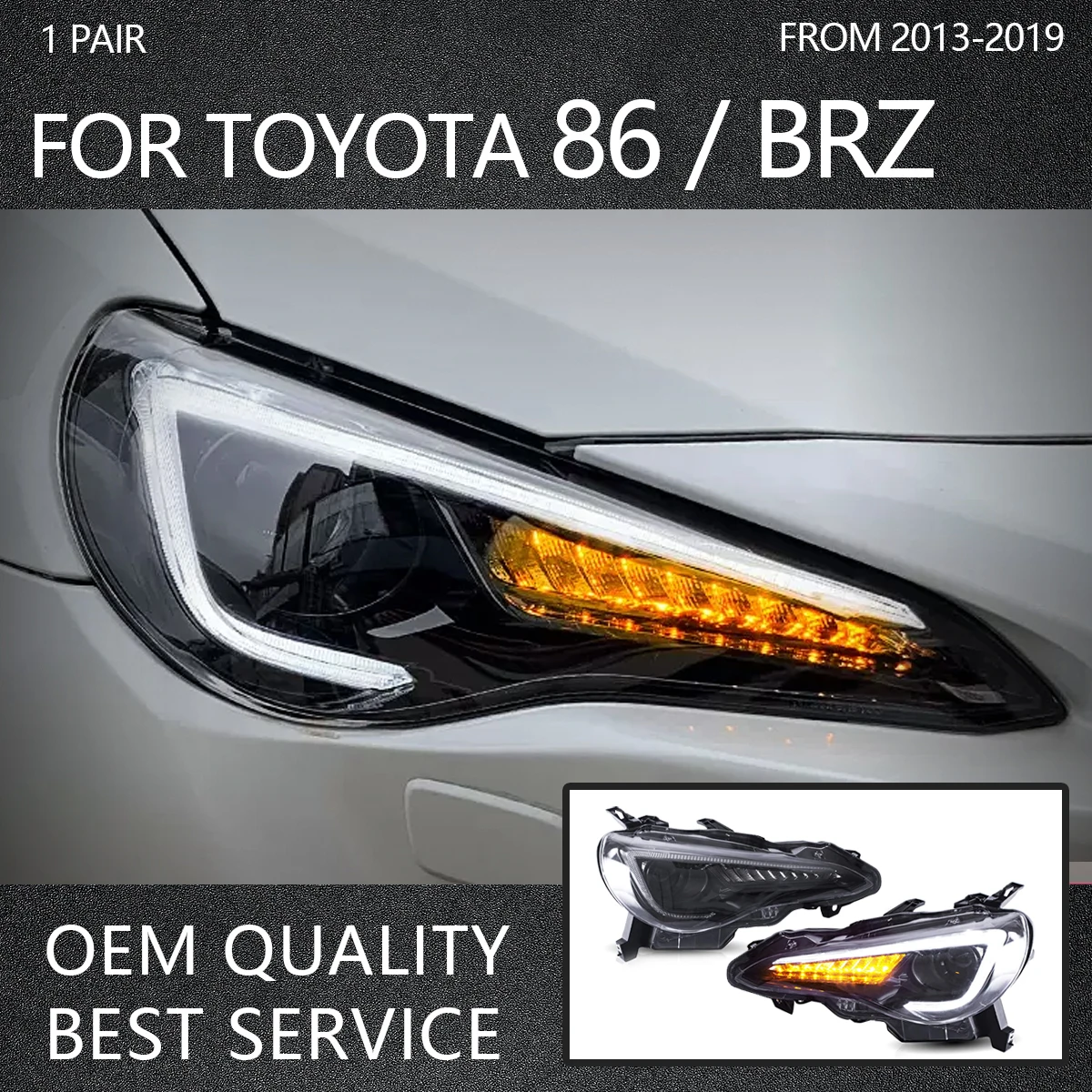 LED Head Lamps Assembly For 2013-2016 Scion FR-S 2017-2019 Toyota 86 Headlights 2013-2019 Subaru BRZ w/DRL Turn Signal
LED Head Lamps Assembly For 2013-2016 Scion FR-S 2017-2019 Toyota 86 Headlights 2013-2019 Subaru BRZ w/DRL Turn Signal