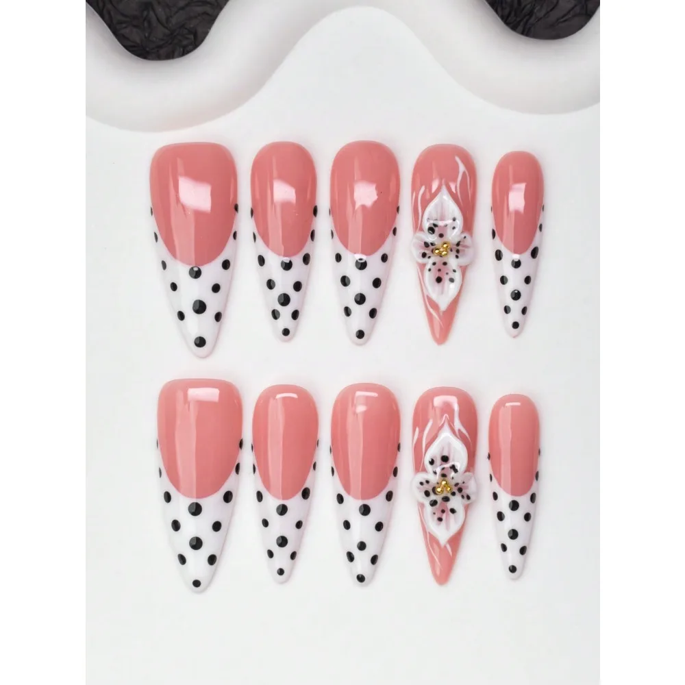 10pcs/Set Handmade Almond-Shaped Y2K Baddie Style Nail Tips, Nude & White Color With French Tips, Polka Dots, Carved Designs, Glitter Accents, Suitable For Parties, Weddings, Daily Wear, Includes Nail Tools, Great Gift For Women & Girls Nails Nail Supplie
10pcs/Set Handmade Almond-Shaped Y2K Baddie Style Nail Tips, Nude & White Color With French Tips, Polka Dots, Carved Designs, Glitter Accents, Suitable For Parties, Weddings, Daily Wear, Includes Nail Tools, Great Gift For Women & Girls Nails Nail Supplie