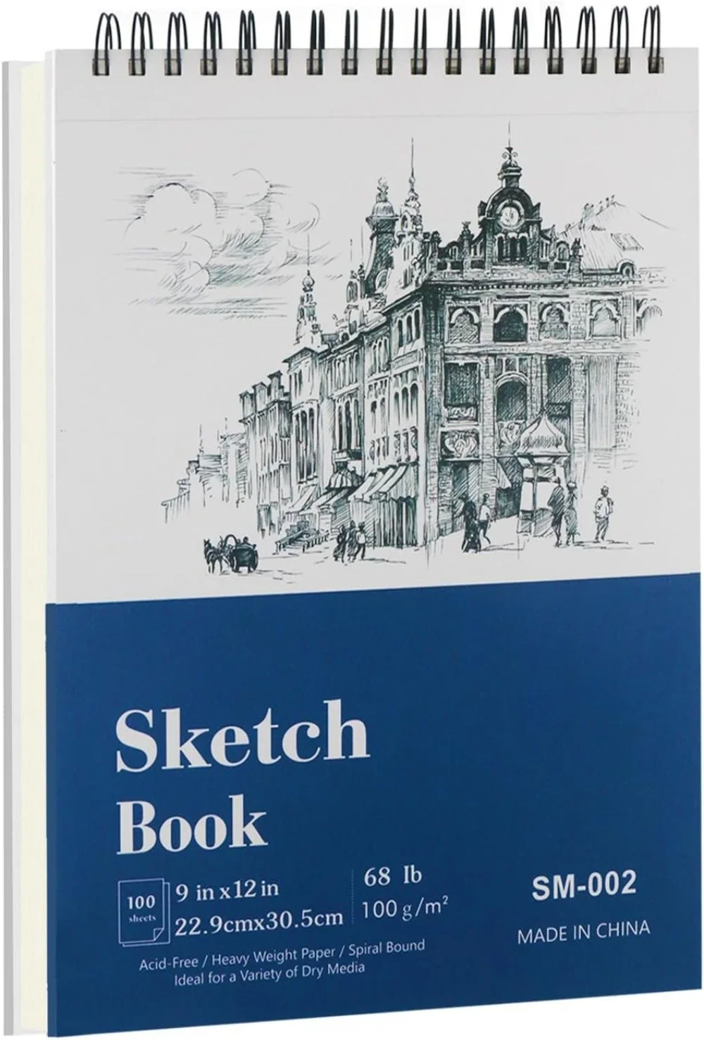 9" x 12" Sketchbook, Hardcover Sketchbook, Top Spiral Bound Sketchbook, 100 sheets (68lb/100gsm) drawing paper pads
9" x 12" Sketchbook, Hardcover Sketchbook, Top Spiral Bound Sketchbook, 100 sheets (68lb/100gsm) drawing paper pads