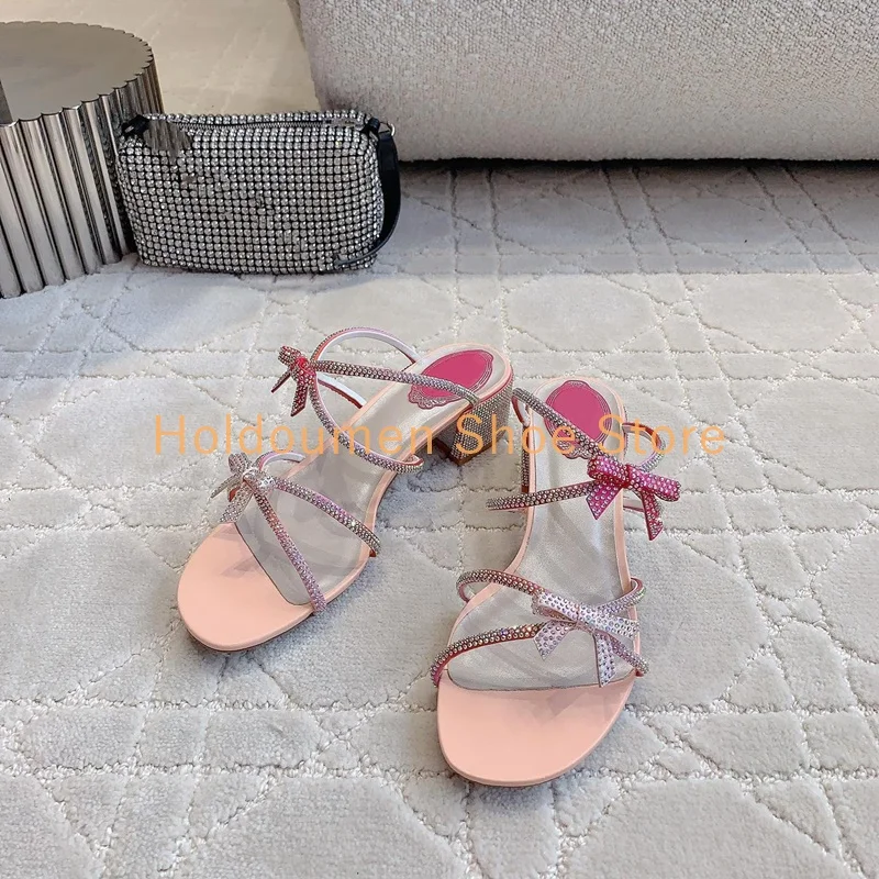 Colorful Cross Rhinestone Strap Embellished Bow Fashion Slippers Multicolor Peep Toe Chunky Heel Slip On Fairy Elegant Slippers
Colorful Cross Rhinestone Strap Embellished Bow Fashion Slippers Multicolor Peep Toe Chunky Heel Slip On Fairy Elegant Slippers