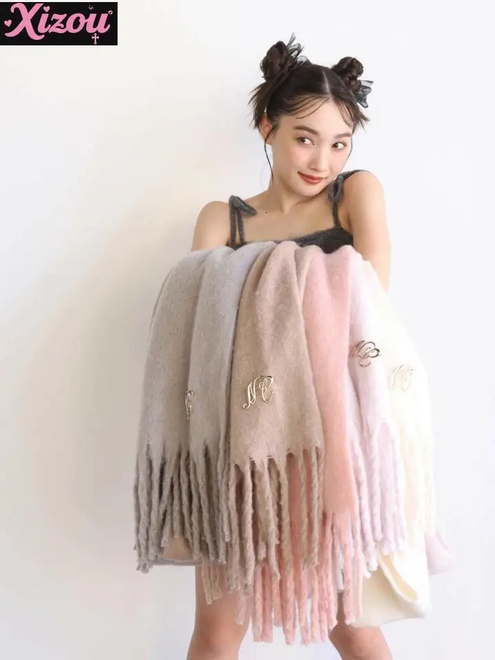 Autumn Winter Japanese Cute Sweet Furry Warm Scarf Can Be Used As Shawl Lolita Fringed Big Scarf Women with Brooch for Girl
Autumn Winter Japanese Cute Sweet Furry Warm Scarf Can Be Used As Shawl Lolita Fringed Big Scarf Women with Brooch for Girl