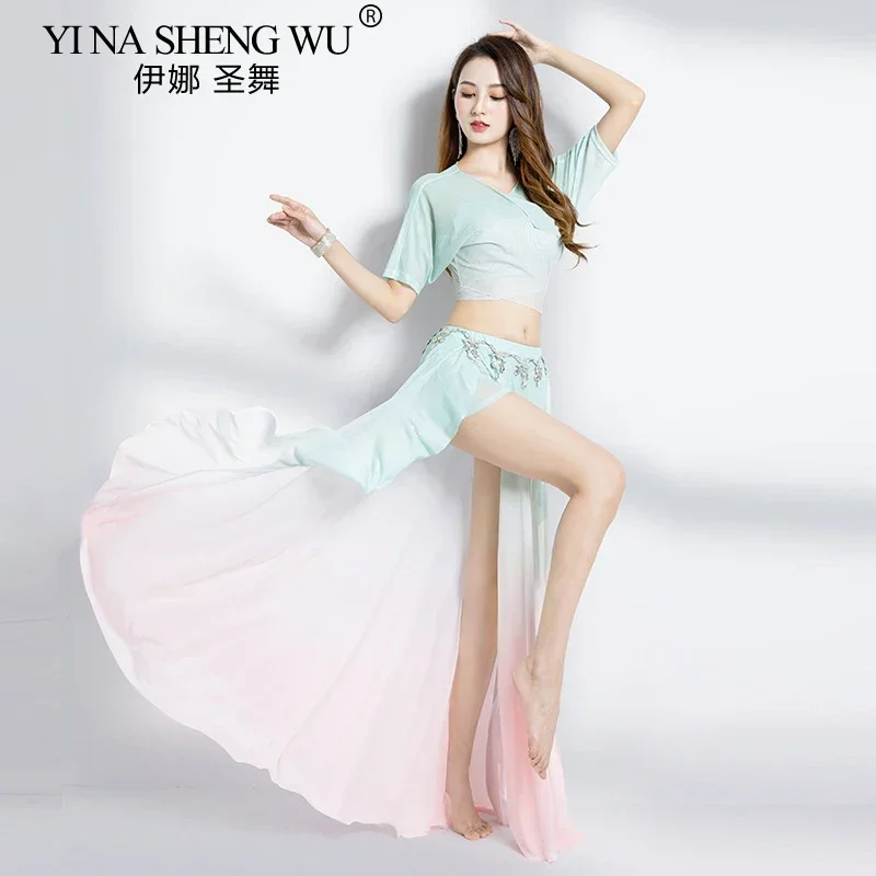 Костюм для занятий танцами живота, летний, сексуальный, с градиентным цветом, сетчатая длинная юбка, комплект для занятий и выступлений в восточном стиле для женщин
Костюм для занятий танцами живота, летний, сексуальный, с градиентным цветом, сетчатая длинная юбка, комплект для занятий и выступлений в восточном стиле для женщин