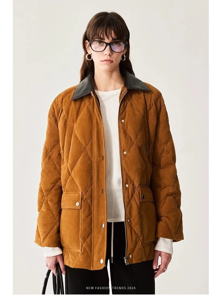 Genuine Leather Winter Down Jackets for Women High-end Simple Contrast Lapel Deer-patterned Real Goatskin White Goose Down Coat
Genuine Leather Winter Down Jackets for Women High-end Simple Contrast Lapel Deer-patterned Real Goatskin White Goose Down Coat