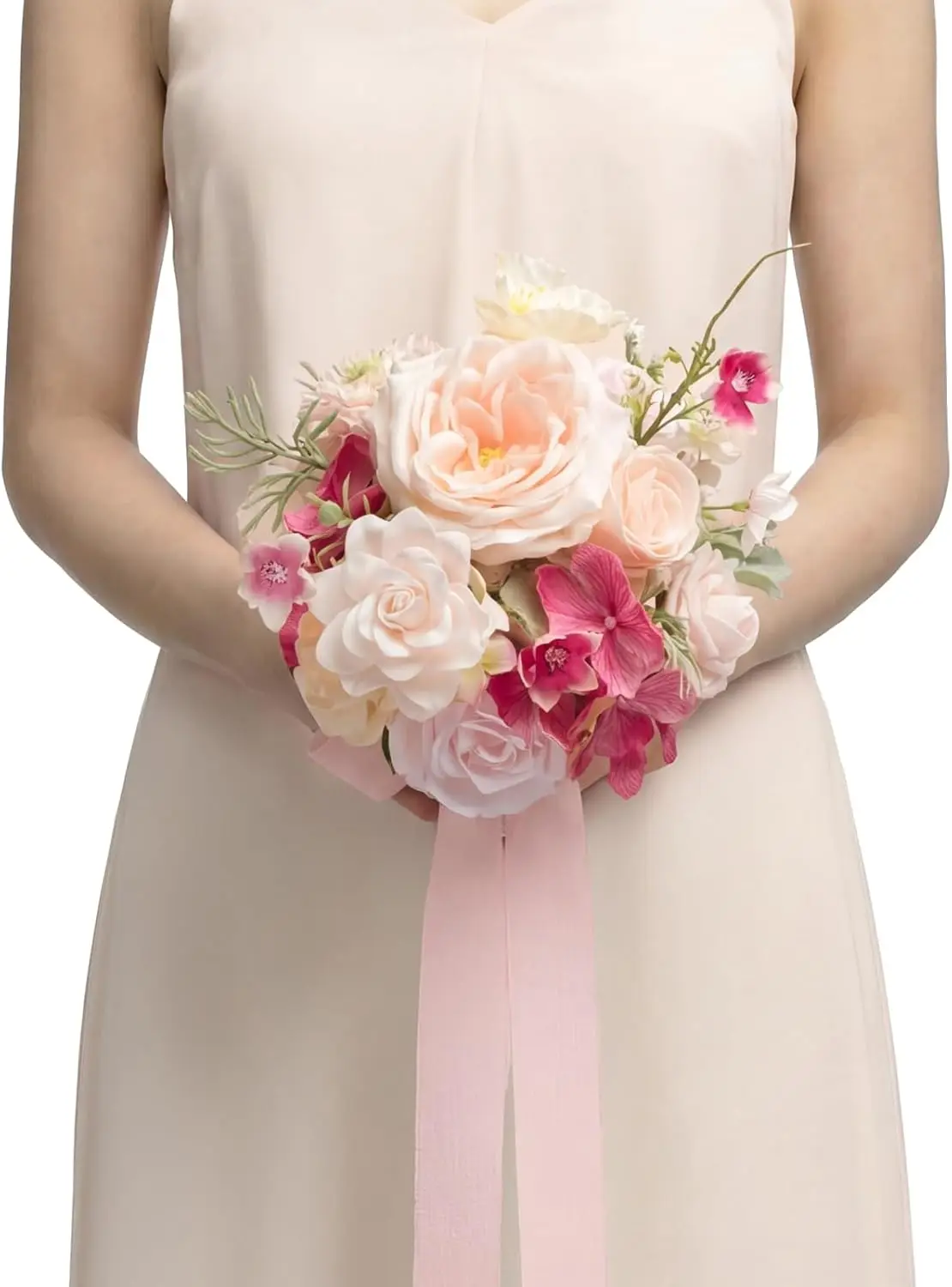 Pink Artificial Wedding Flower Bouquets for Bridesmaids, Blush Floral Bouquet with Ribbon, 7-inch Diameter
Pink Artificial Wedding Flower Bouquets for Bridesmaids, Blush Floral Bouquet with Ribbon, 7-inch Diameter