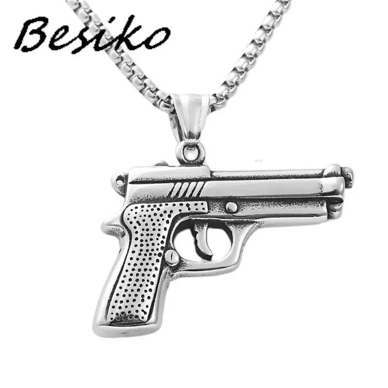 Besiko Vintage Stainless Steel Pistol Pendant Necklace Men's Fashion Personality Gun For Men Hip-Hop Sweater Chain Jewelry Gifts
Besiko Vintage Stainless Steel Pistol Pendant Necklace Men's Fashion Personality Gun For Men Hip-Hop Sweater Chain Jewelry Gifts