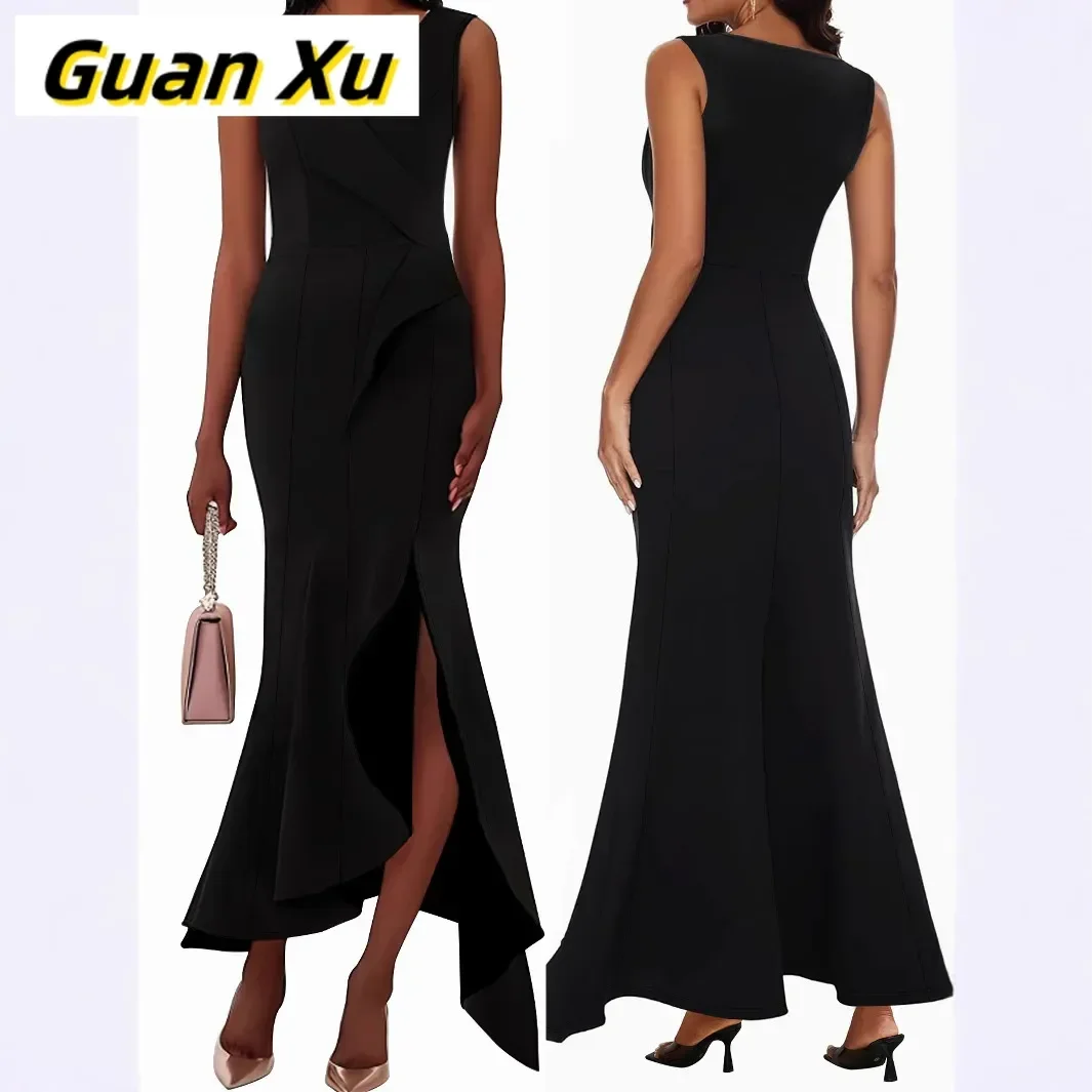 Europe and the United States women's fashion elegant V tie flanged irregular under the split dress
Europe and the United States women's fashion elegant V tie flanged irregular under the split dress