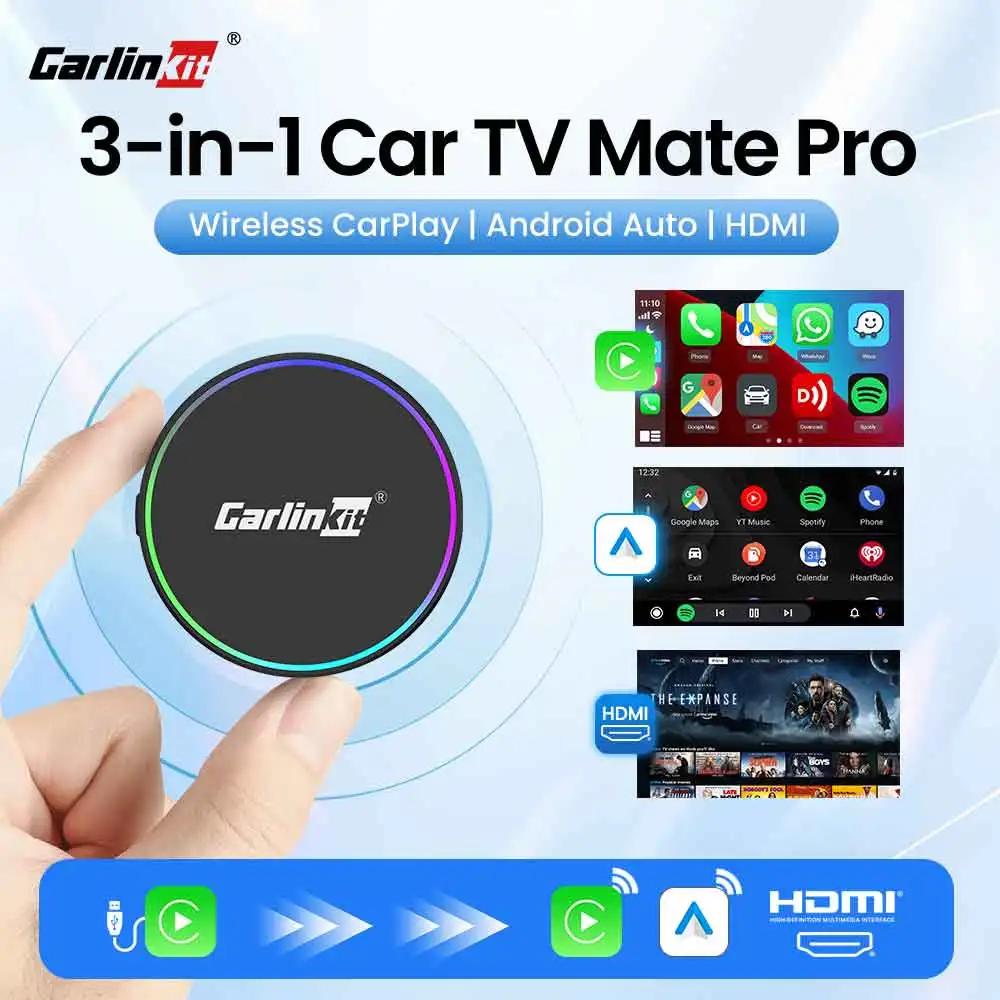 CarlinKit 3-in-1 Wireless CarPlay Android Auto HDMI Adapter for OEM Car Wired to Wireless Support 2K Video Car TV Mate Converter
CarlinKit 3-in-1 Wireless CarPlay Android Auto HDMI Adapter for OEM Car Wired to Wireless Support 2K Video Car TV Mate Converter